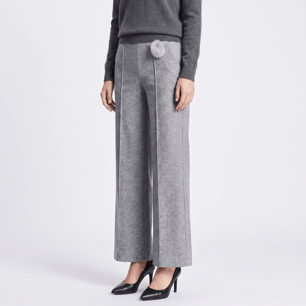 Vicky Wool Blend Trousers – Stretch High-Rise Wide-Leg Pants