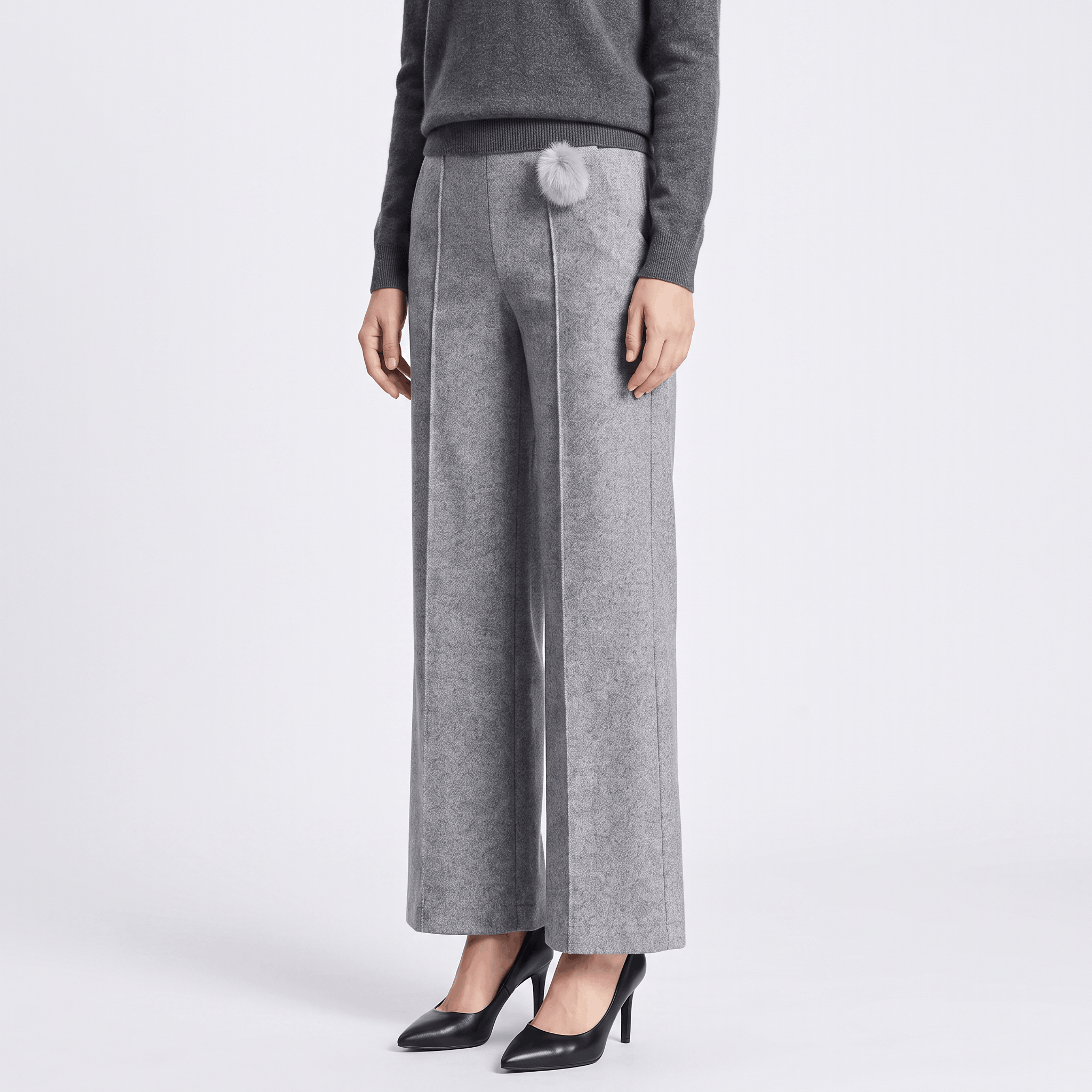 Vicky Wool Blend Trousers – Stretch High-Rise Wide-Leg Pants