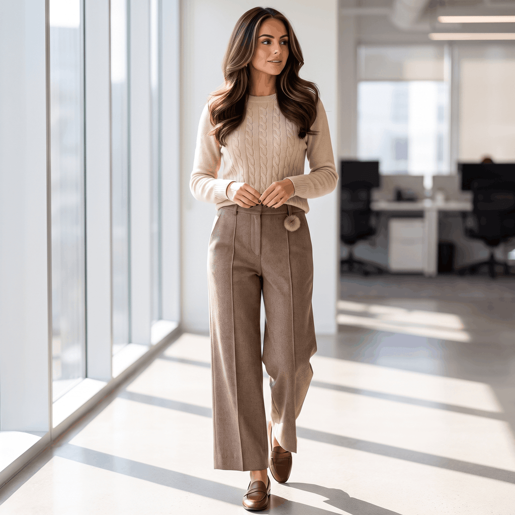 Vicky Wool Blend Trousers – Stretch High-Rise Wide-Leg Pants
