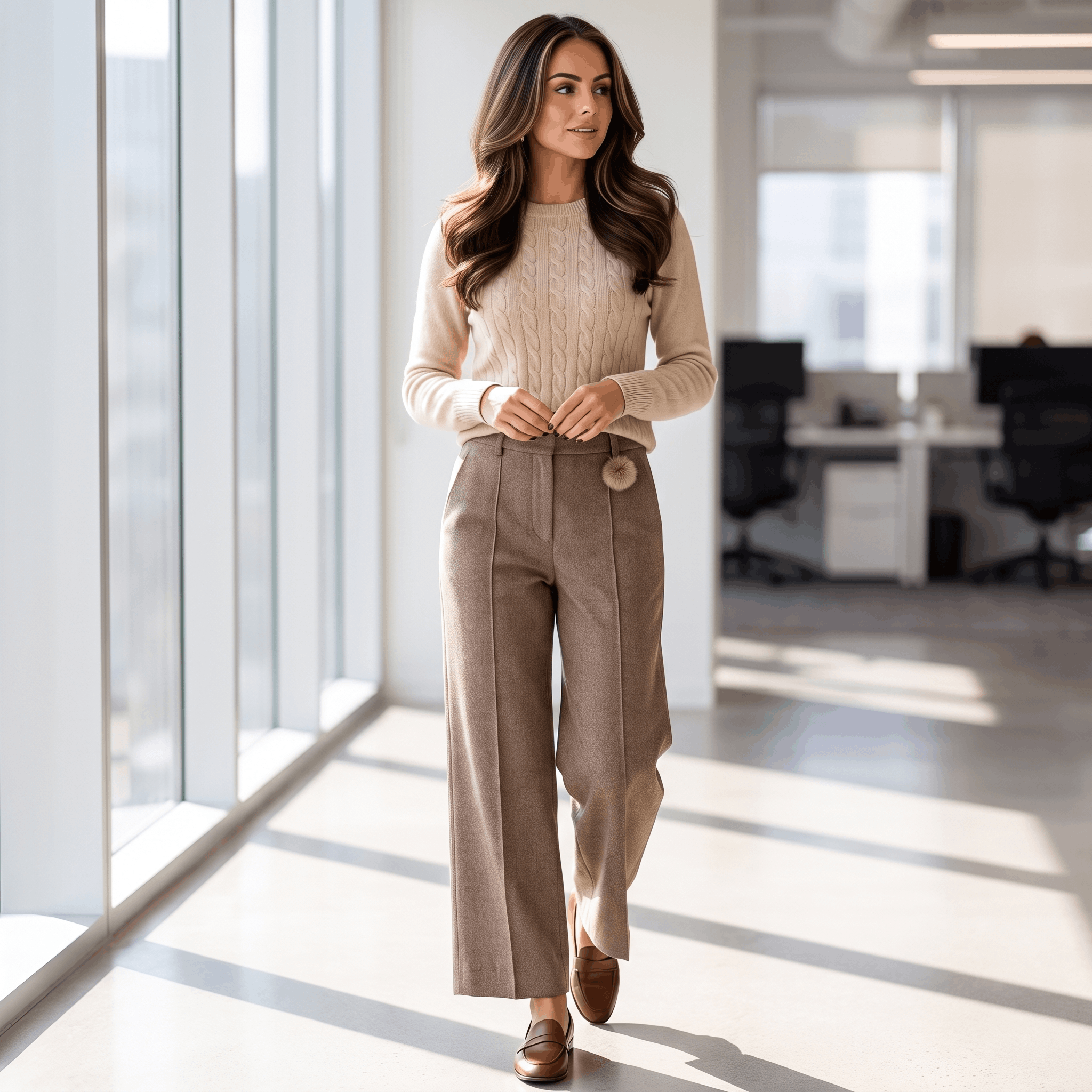 Vicky Wool Blend Trousers – Stretch High-Rise Wide-Leg Pants