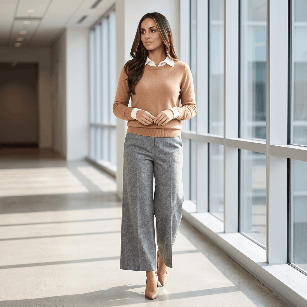 Charise Wool Blend Trousers – Wide-Leg Pocketed Winter Pants