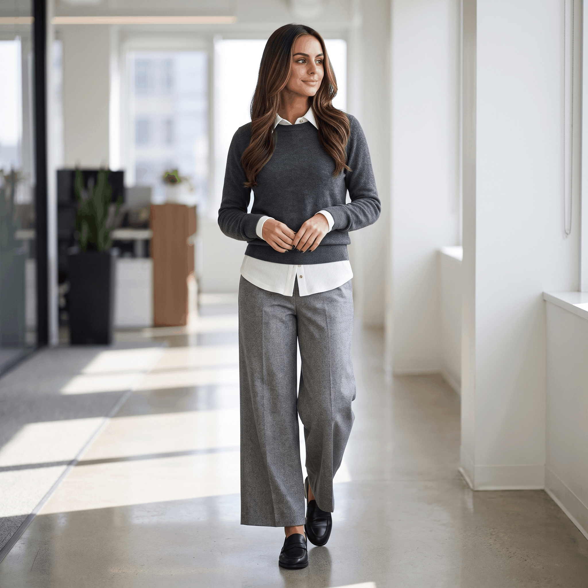 Charise Wool Blend Trousers – Wide-Leg Pocketed Winter Pants