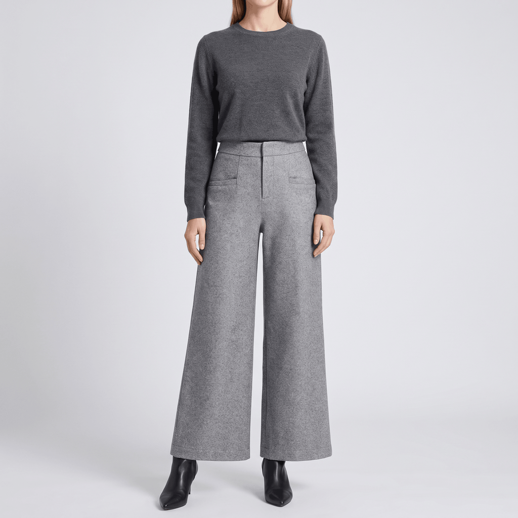 Charise Wool Blend Trousers – Wide-Leg Pocketed Winter Pants
