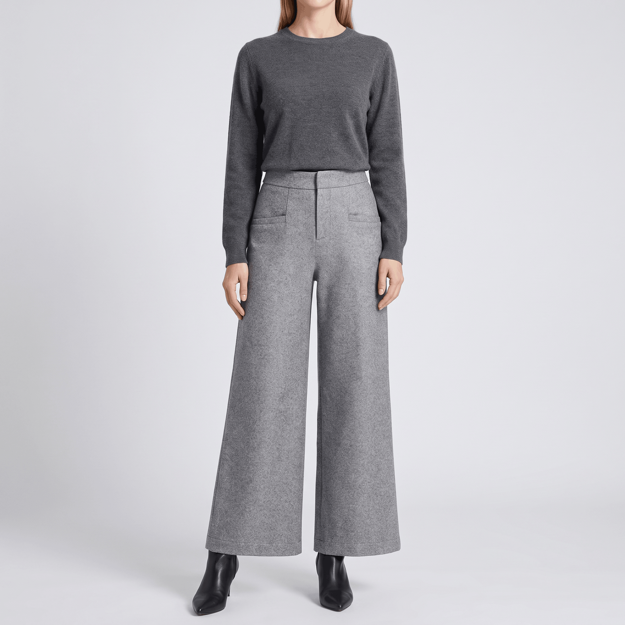 Charise Wool Blend Trousers – Wide-Leg Pocketed Winter Pants