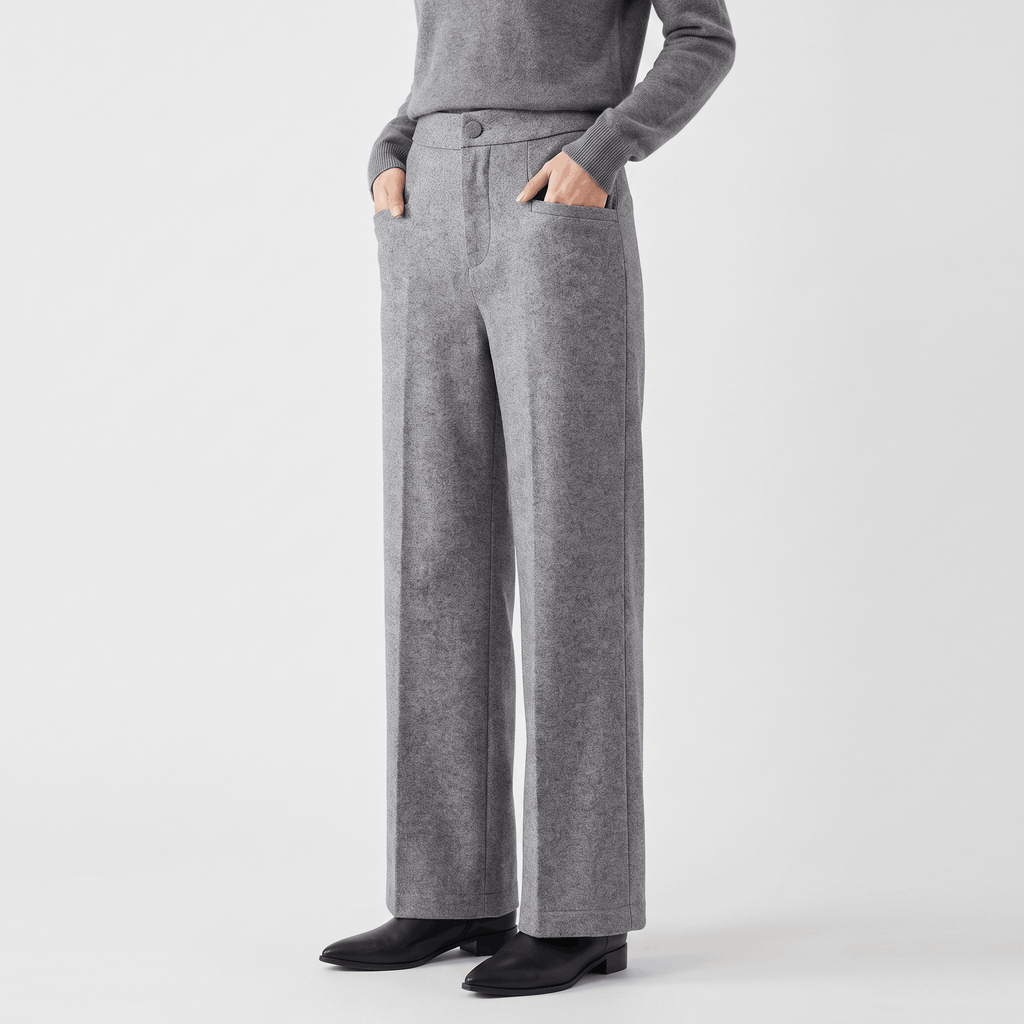 Charise Wool Blend Trousers – Wide-Leg Pocketed Winter Pants