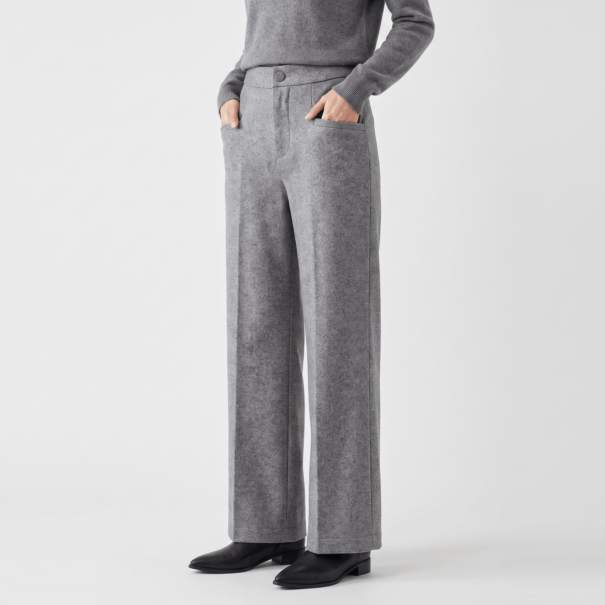 Charise Wool Blend Trousers – Wide-Leg Pocketed Winter Pants