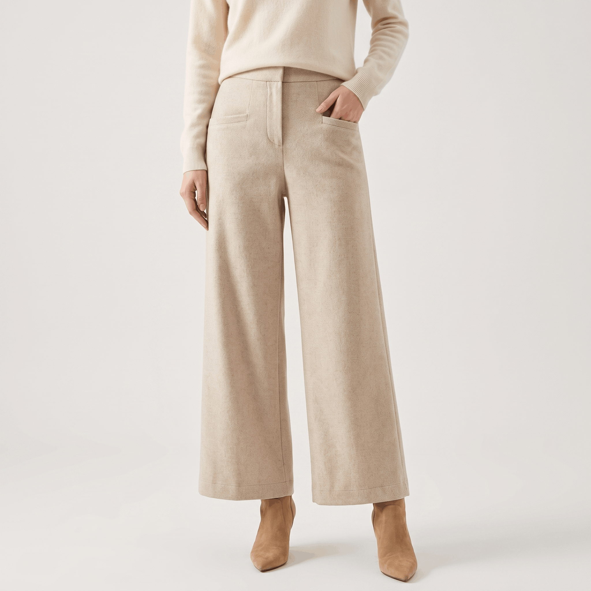 Charise Wool Blend Trousers – Wide-Leg Pocketed Winter Pants