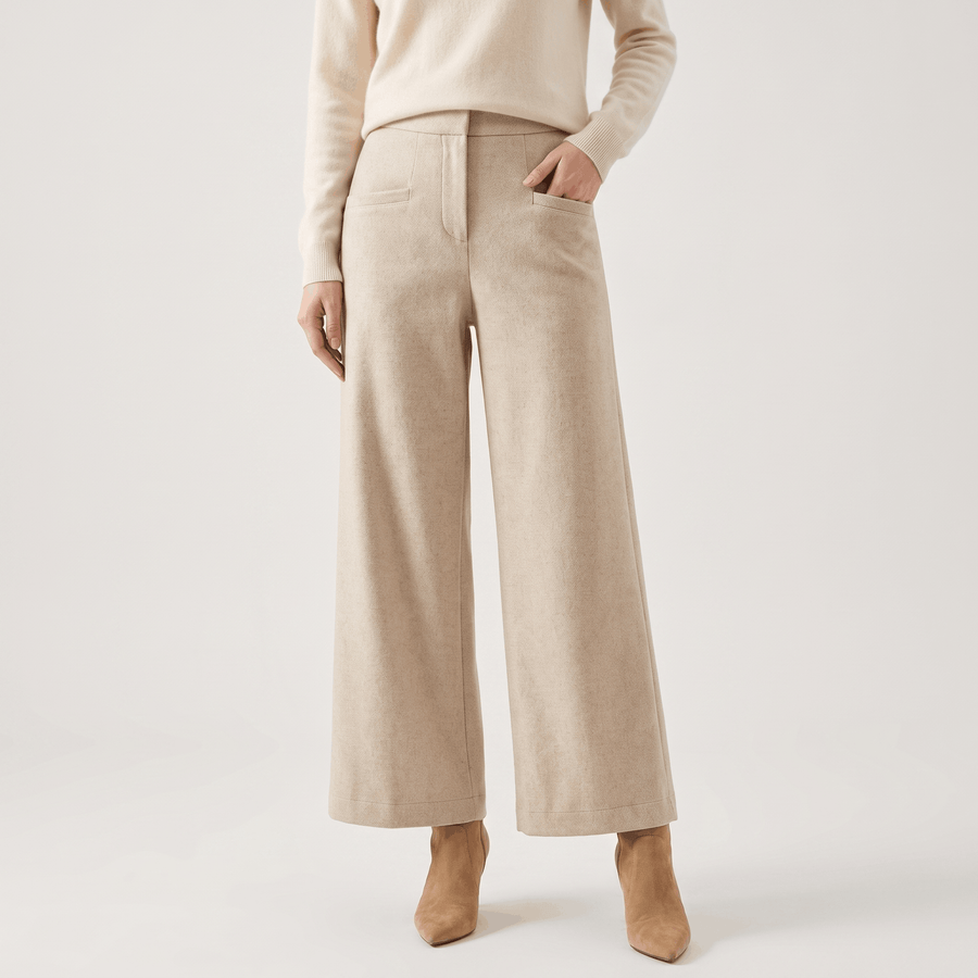 Charise Wool Blend Trousers – Wide-Leg Pocketed Winter Pants