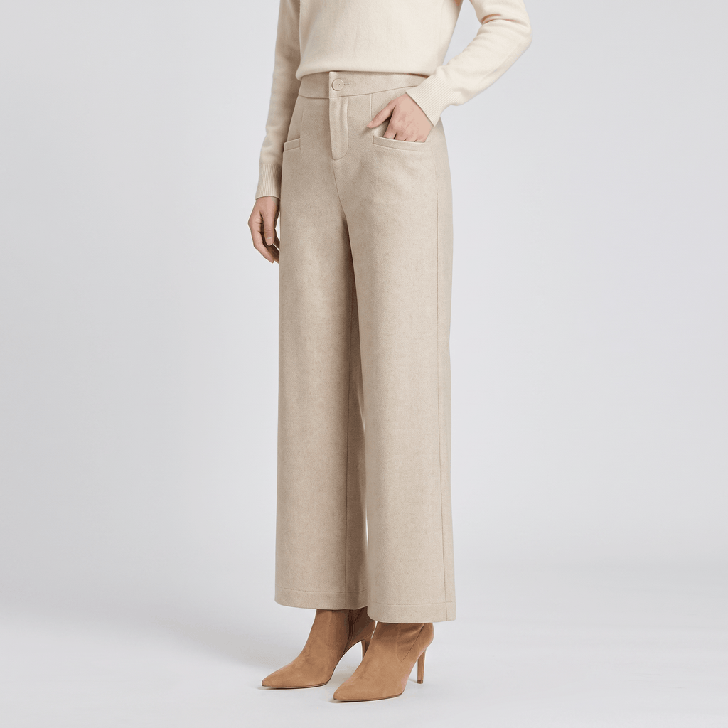 Charise Wool Blend Trousers – Wide-Leg Pocketed Winter Pants