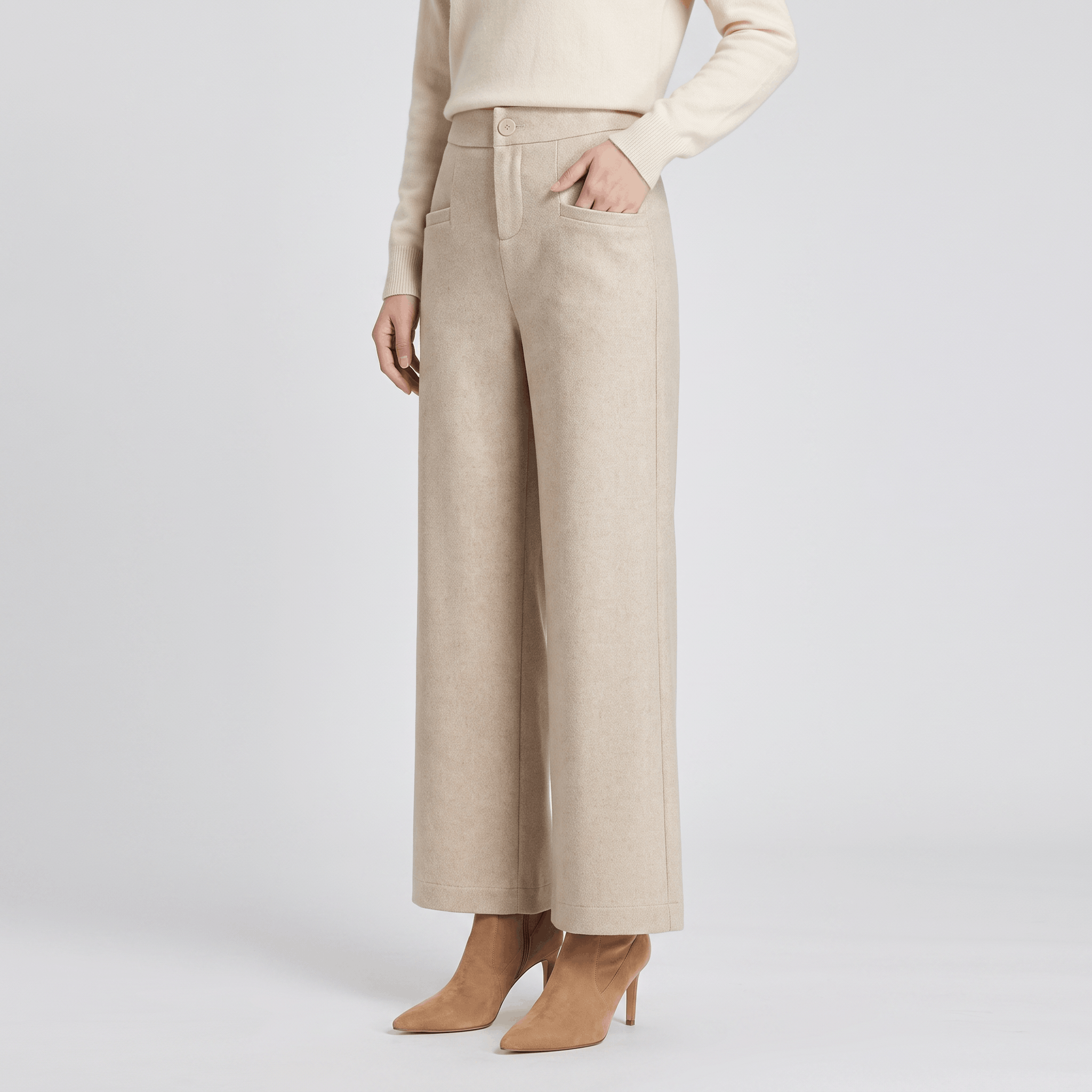 Charise Wool Blend Trousers – Wide-Leg Pocketed Winter Pants