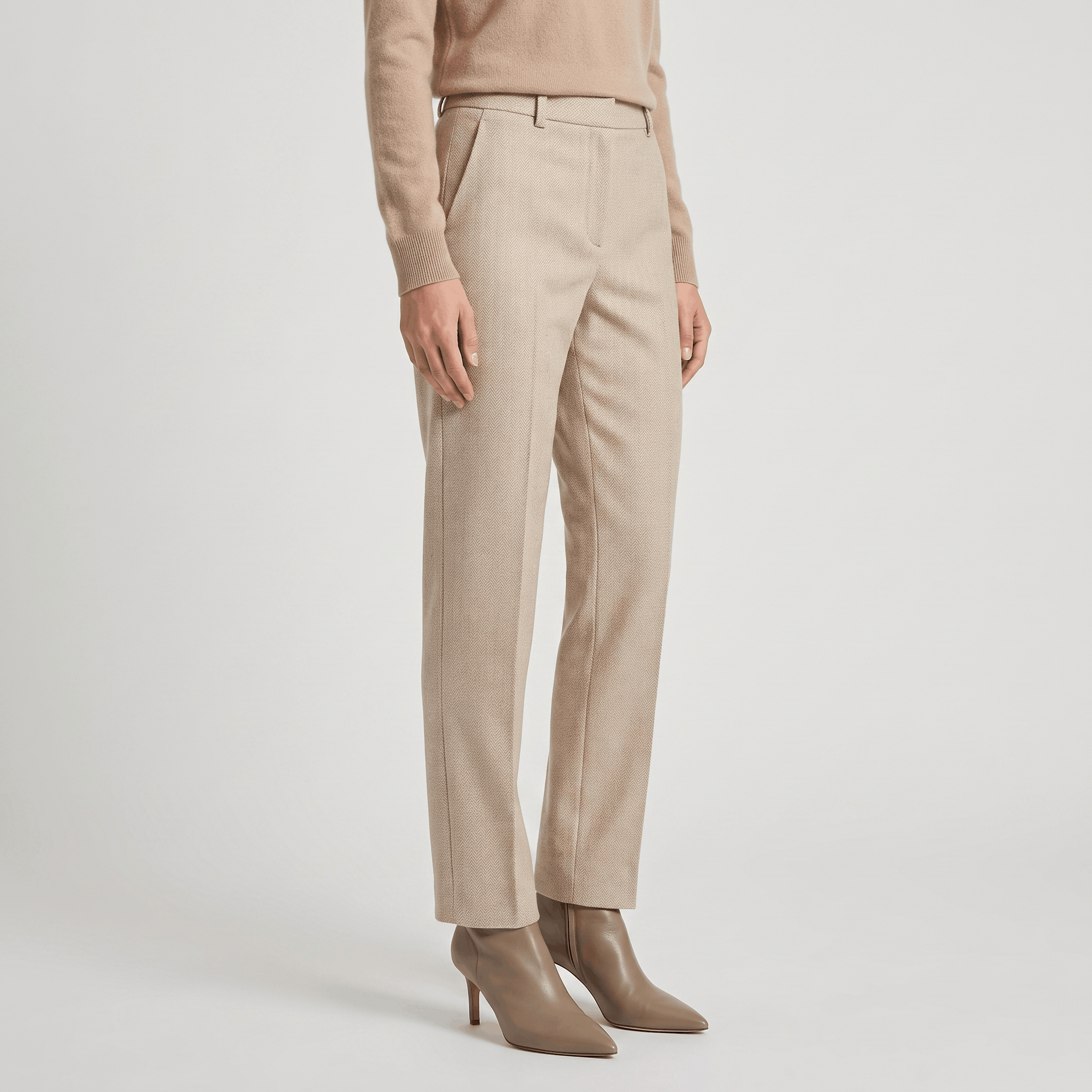 Silvia Crinkled Cotton Trousers – Tailored Zip-Button Classic Pants