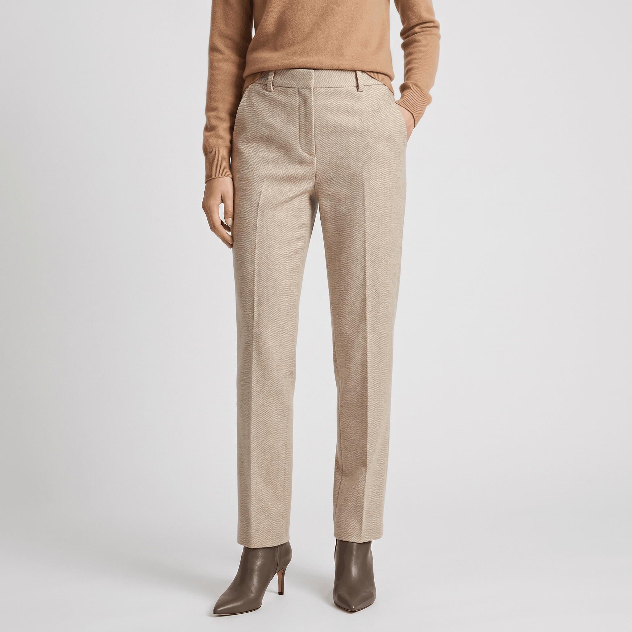 Silvia Crinkled Cotton Trousers – Tailored Zip-Button Classic Pants