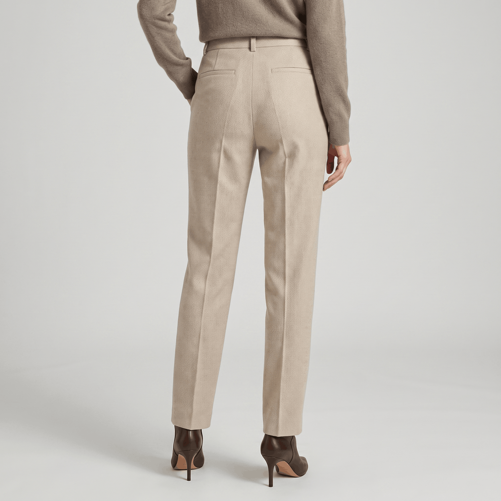 Silvia Crinkled Cotton Trousers – Tailored Zip-Button Classic Pants