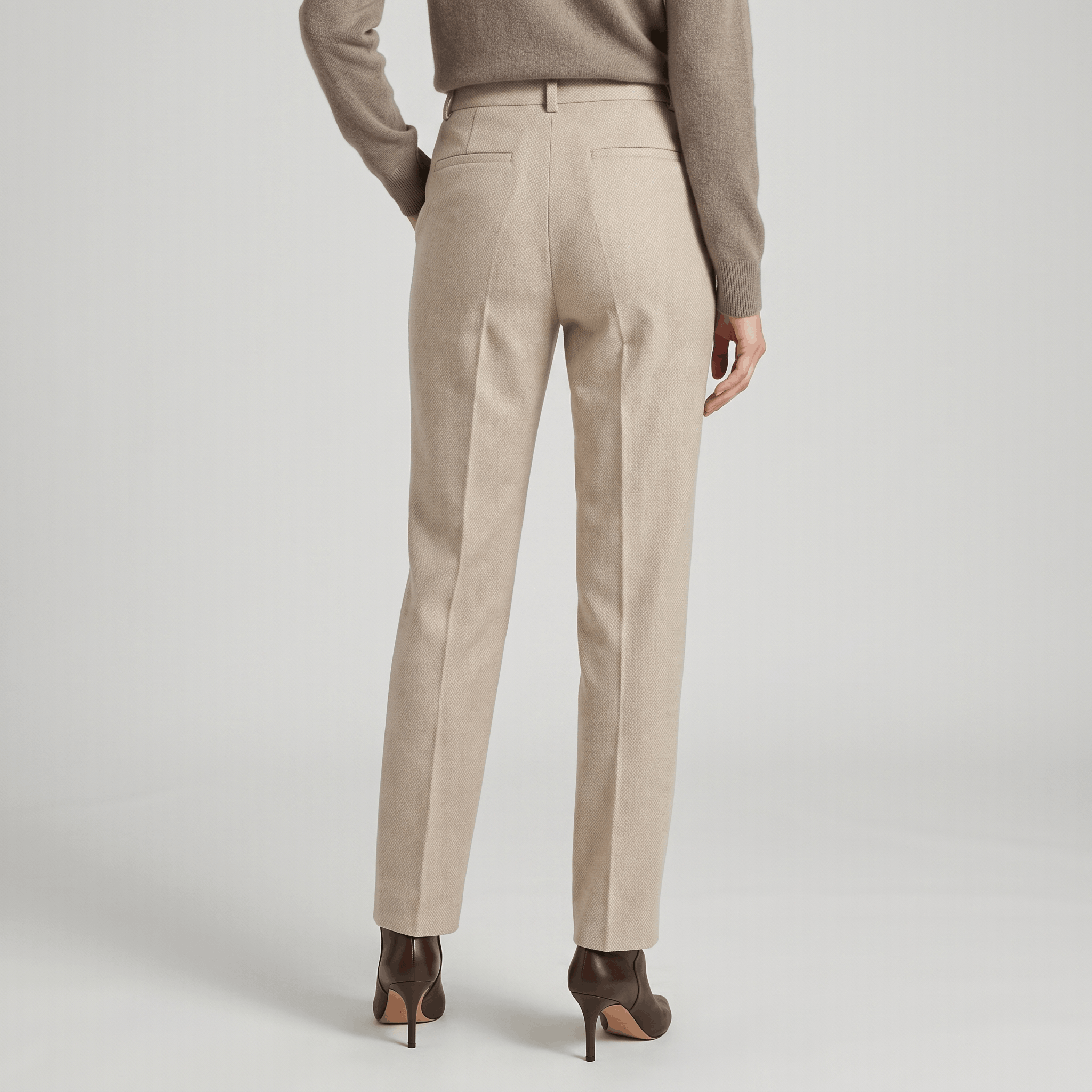 Silvia Crinkled Cotton Trousers – Tailored Zip-Button Classic Pants