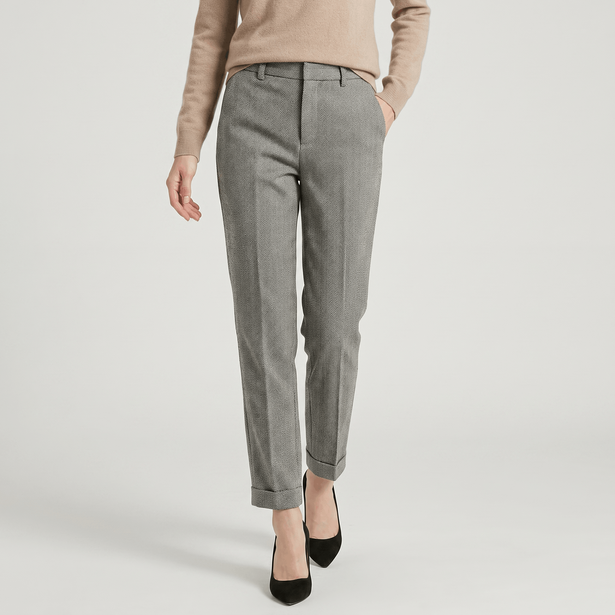Silvia Crinkled Cotton Trousers – Tailored Zip-Button Classic Pants