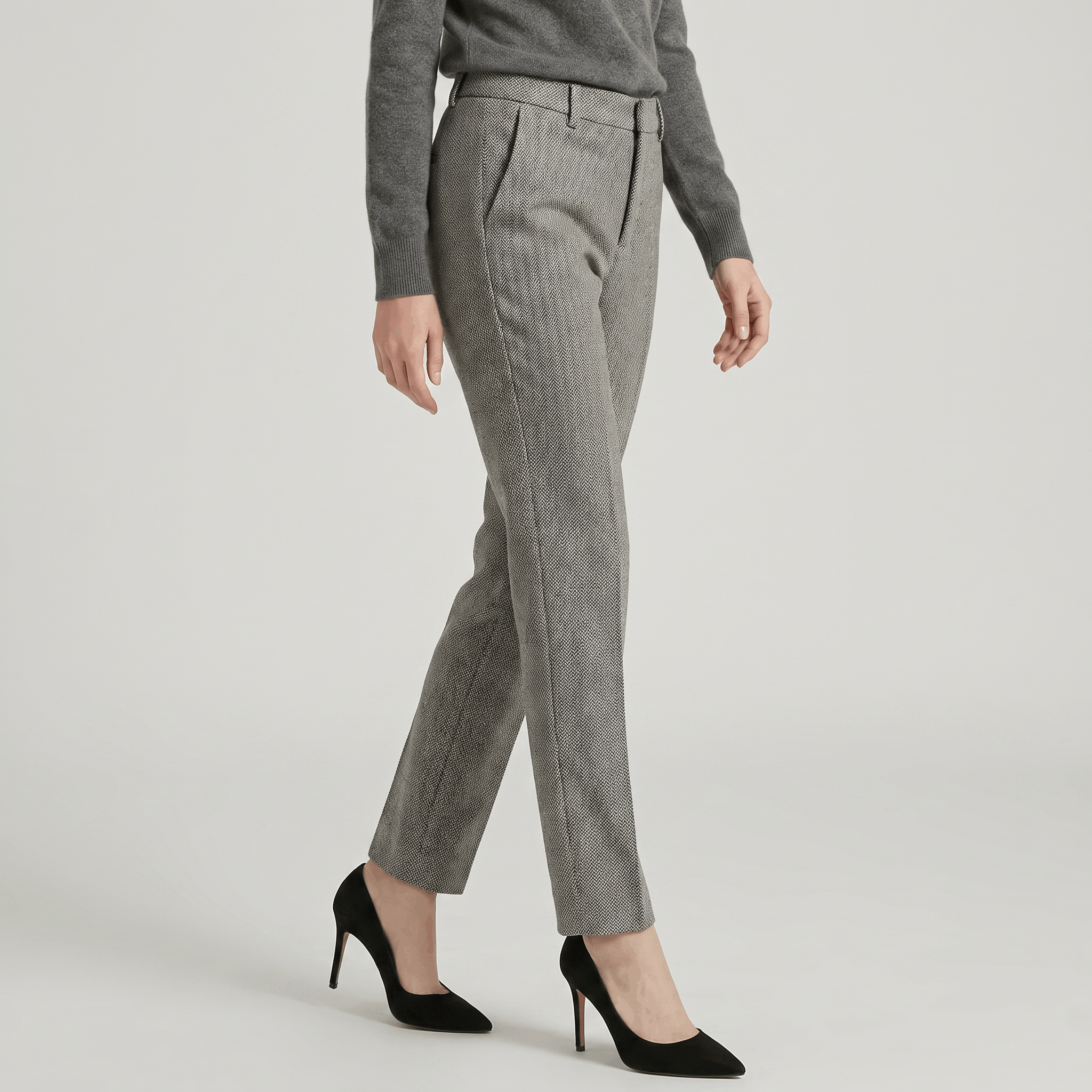 Silvia Crinkled Cotton Trousers – Tailored Zip-Button Classic Pants