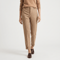Silvia Crinkled Cotton Trousers – Tailored Zip-Button Classic Pants