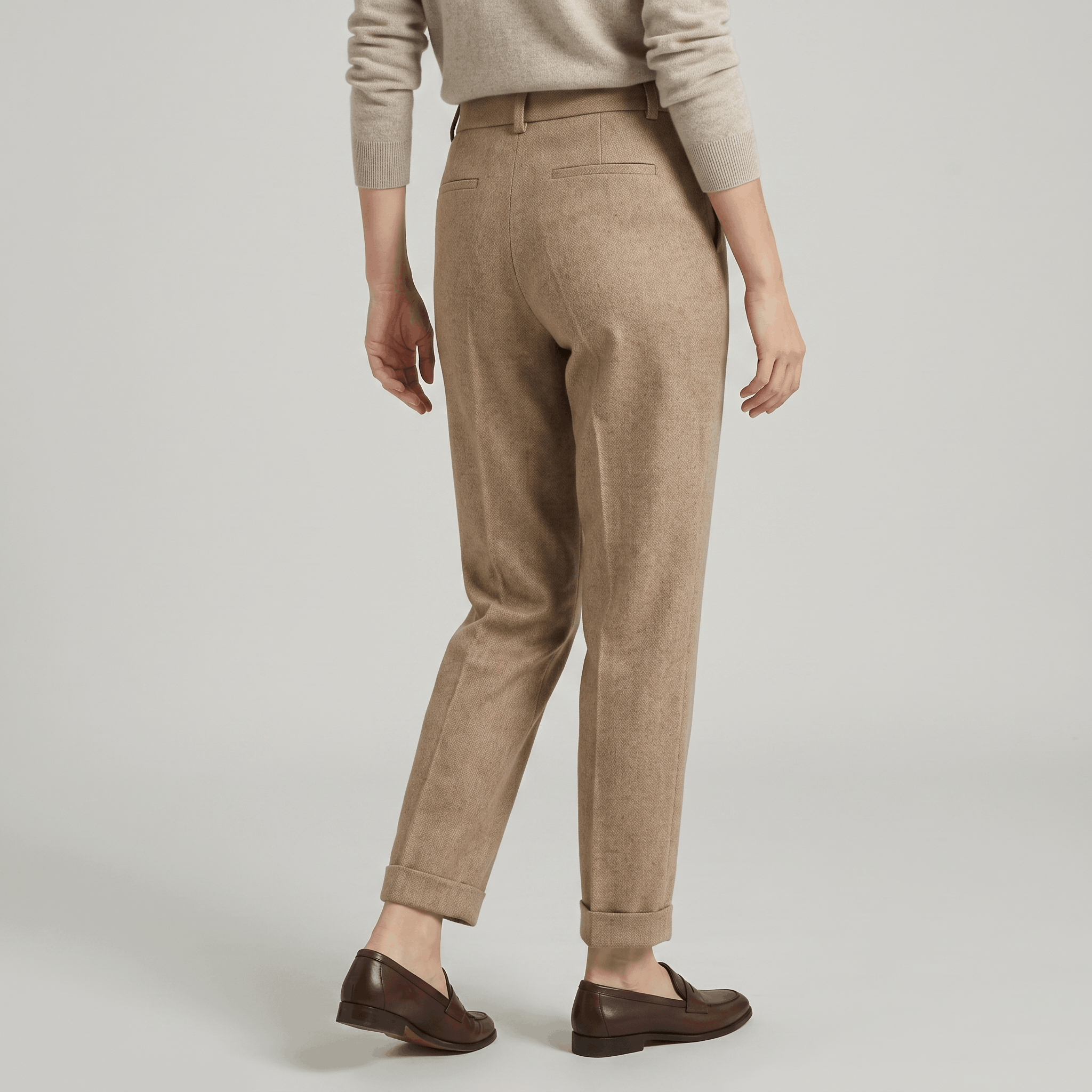 Silvia Crinkled Cotton Trousers – Tailored Zip-Button Classic Pants