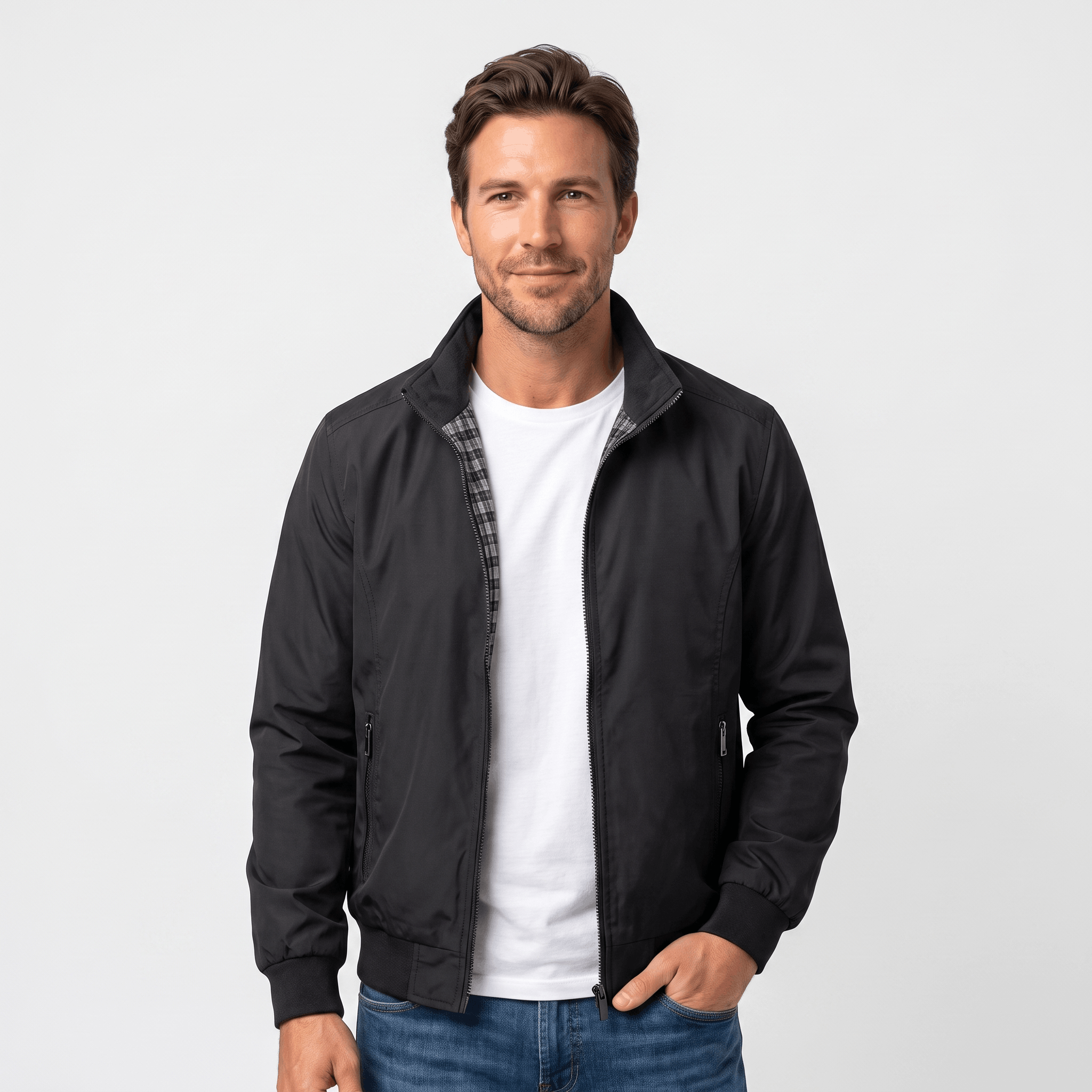 Rowan Lightweight Bomber Jacket – Stand Collar Zip-Up Everyday Outerwear