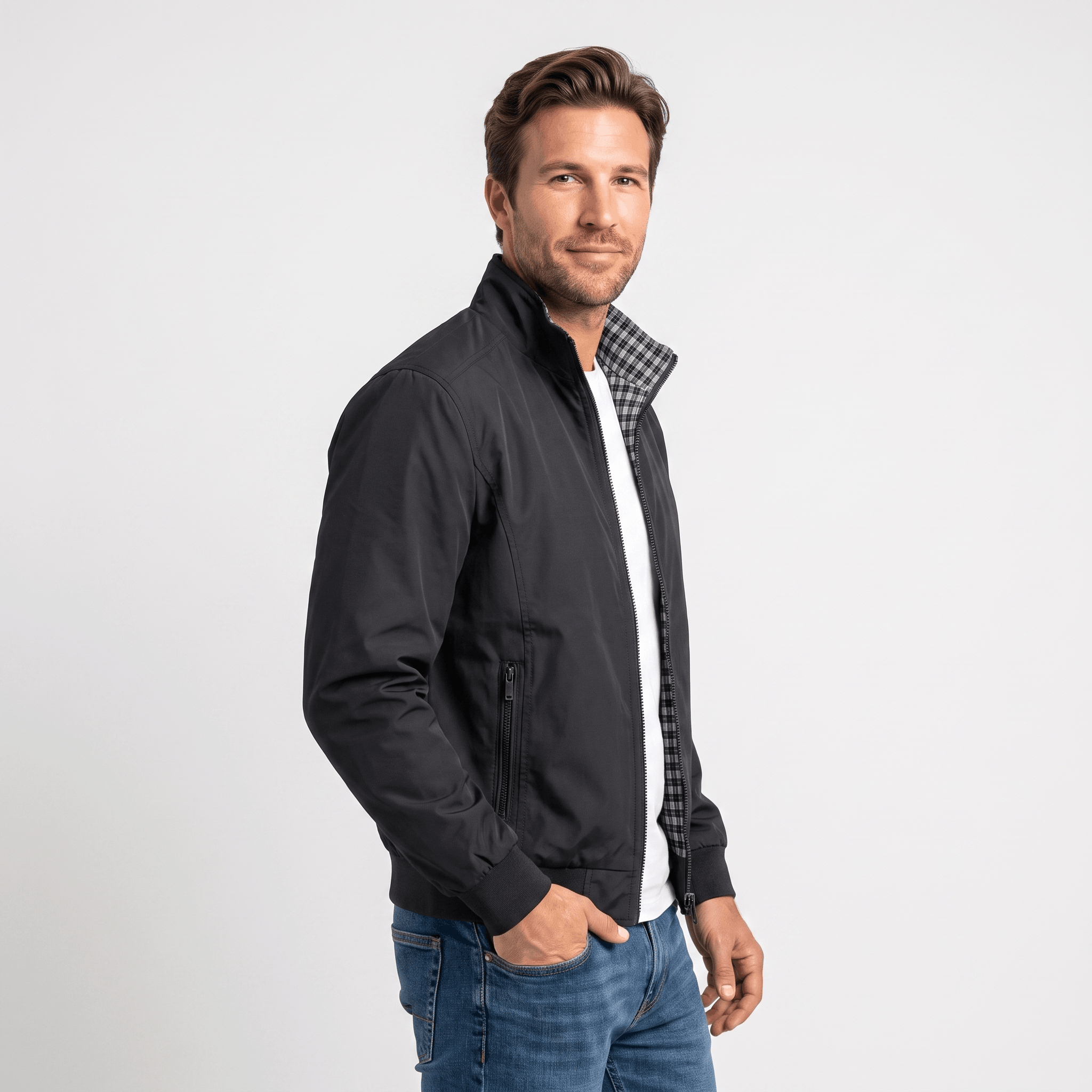 Rowan Lightweight Bomber Jacket – Stand Collar Zip-Up Everyday Outerwear