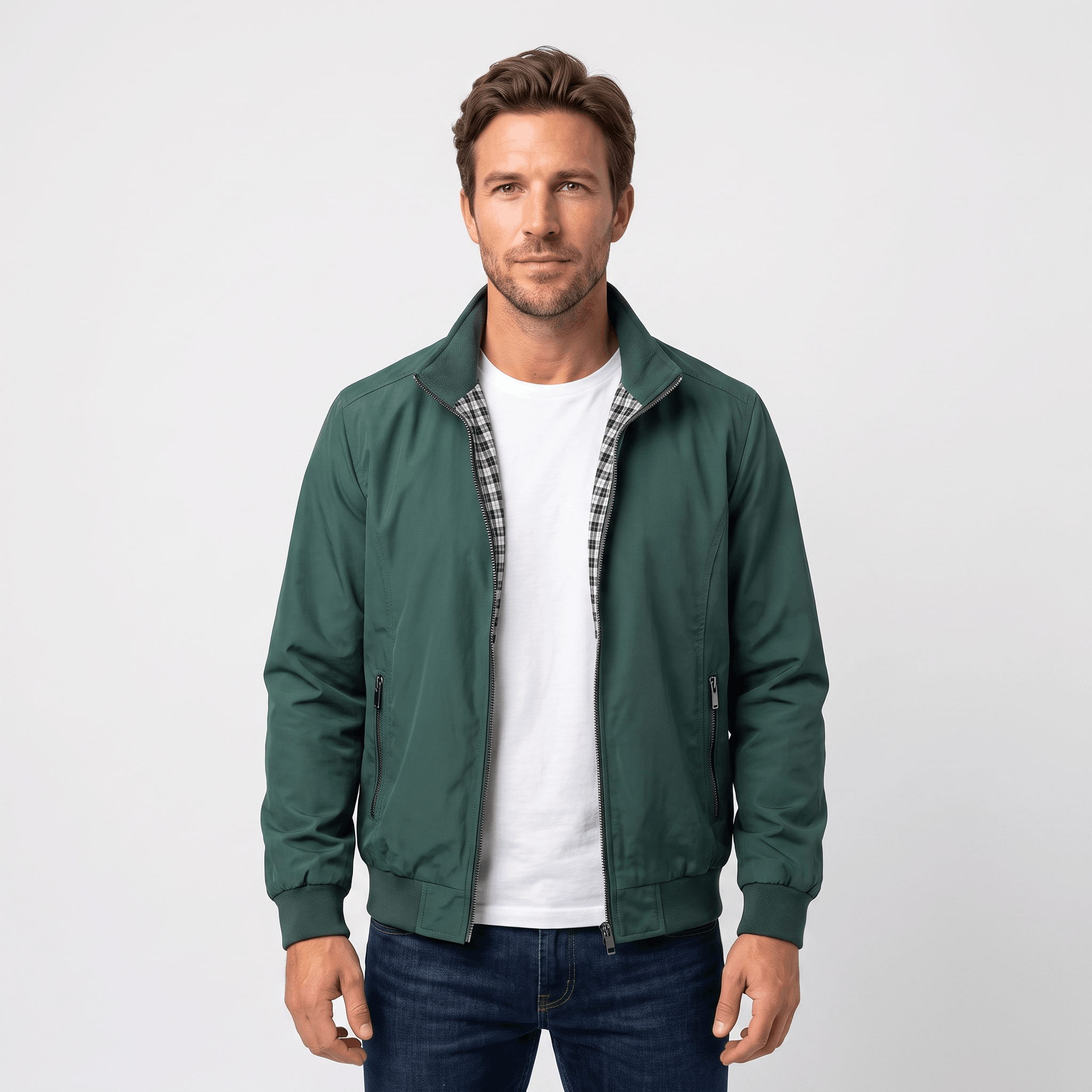 Rowan Lightweight Bomber Jacket – Stand Collar Zip-Up Everyday Outerwear