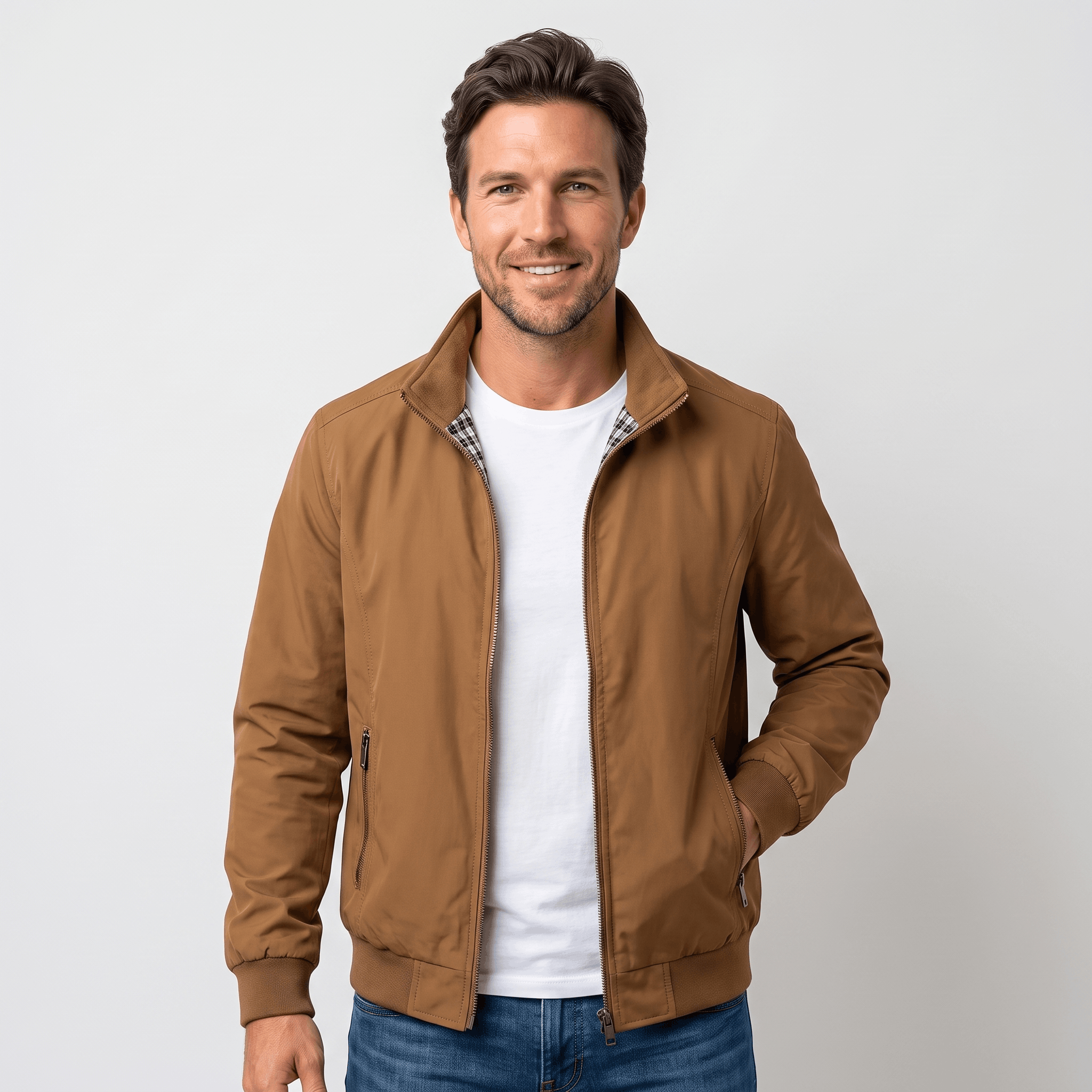 Rowan Lightweight Bomber Jacket – Stand Collar Zip-Up Everyday Outerwear