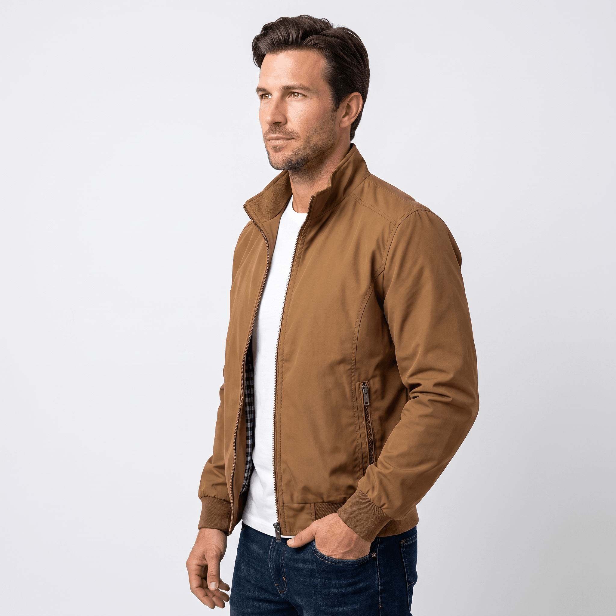 Rowan Lightweight Bomber Jacket – Stand Collar Zip-Up Everyday Outerwear