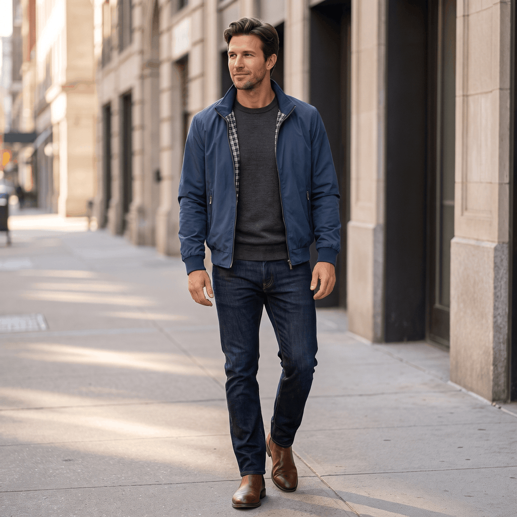 Rowan Lightweight Bomber Jacket – Stand Collar Zip-Up Everyday Outerwear