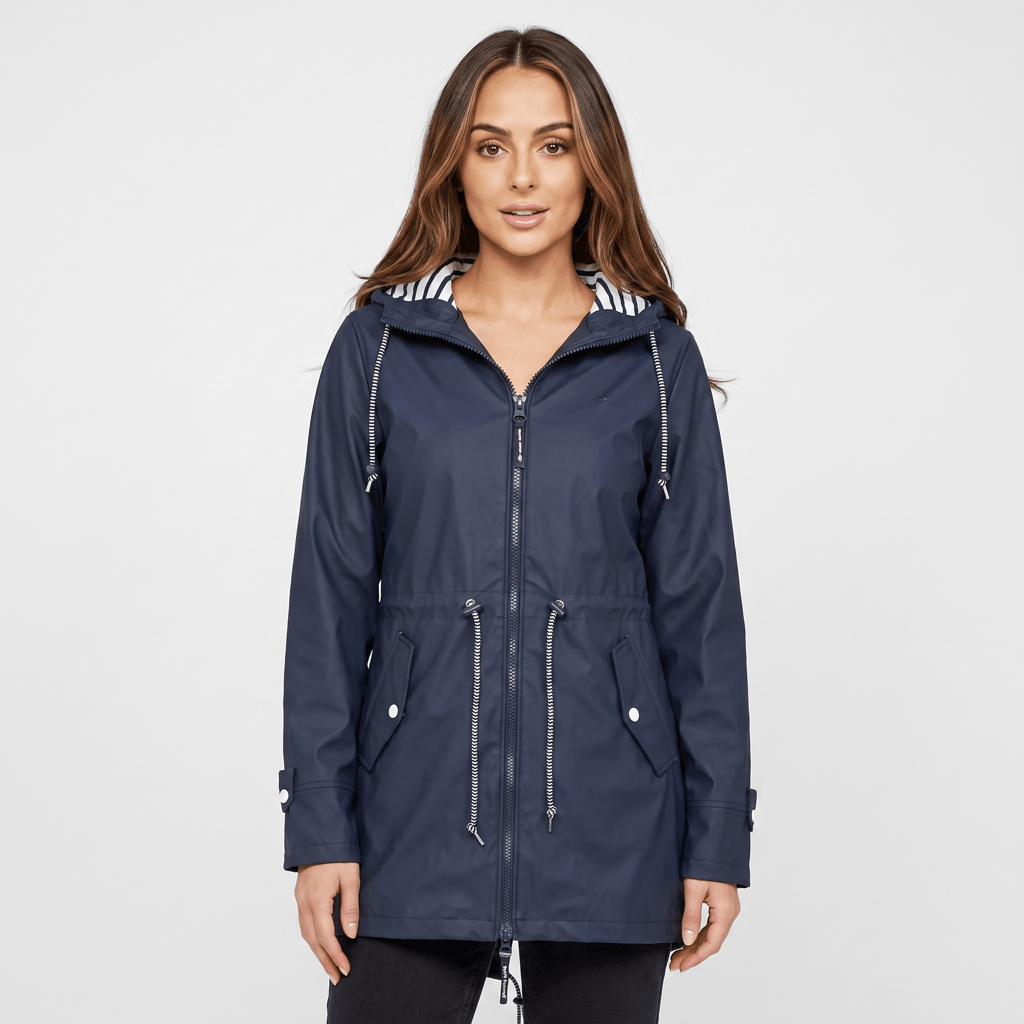 Sherlyn Hooded Rain Jacket – Drawcord Waterproof Packable Shell