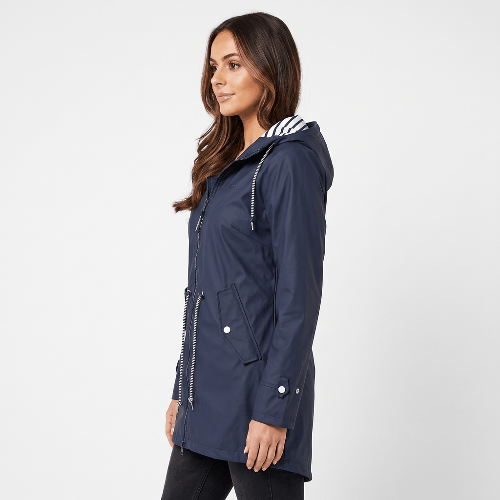 Sherlyn Hooded Rain Jacket – Drawcord Waterproof Packable Shell