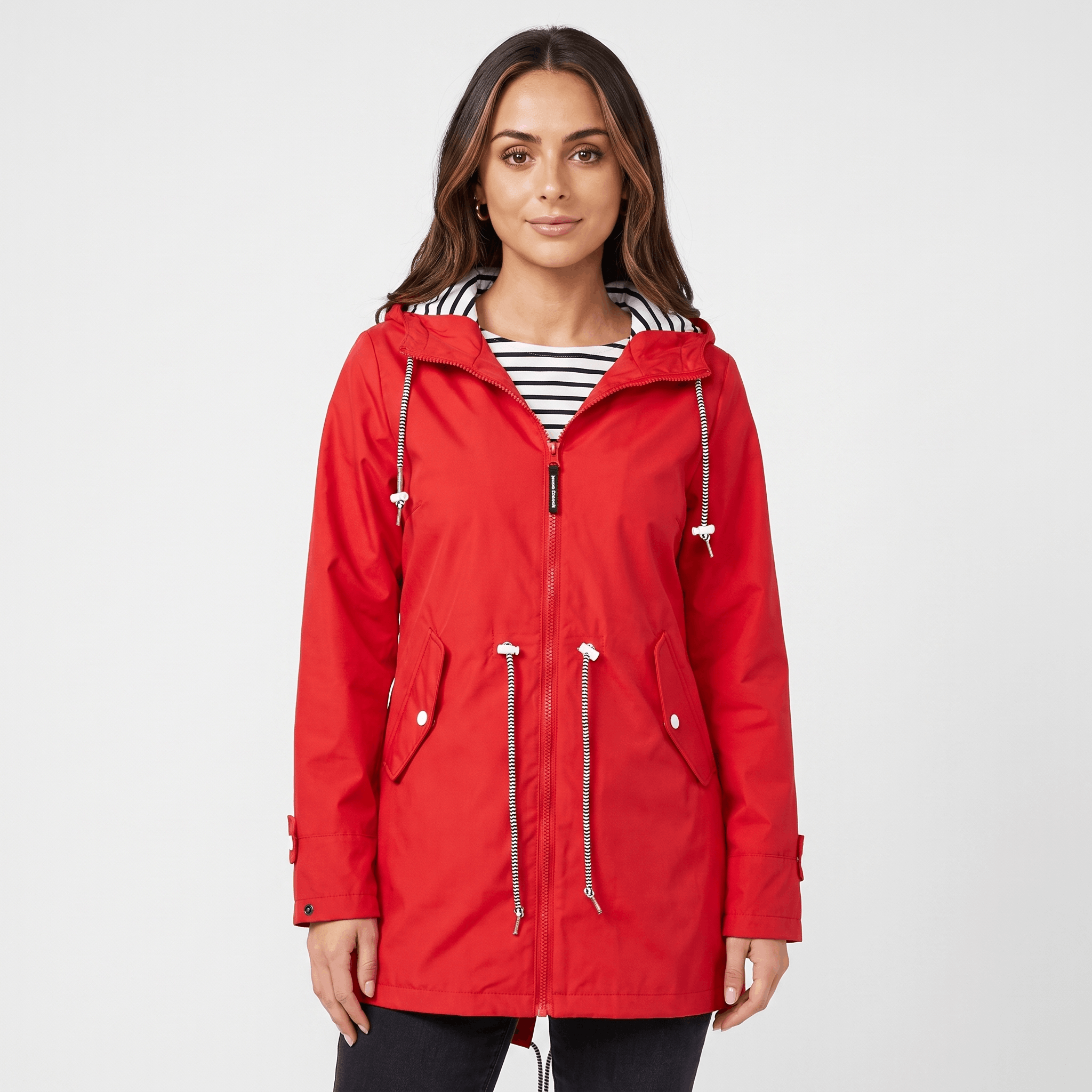 Sherlyn Hooded Rain Jacket – Drawcord Waterproof Packable Shell