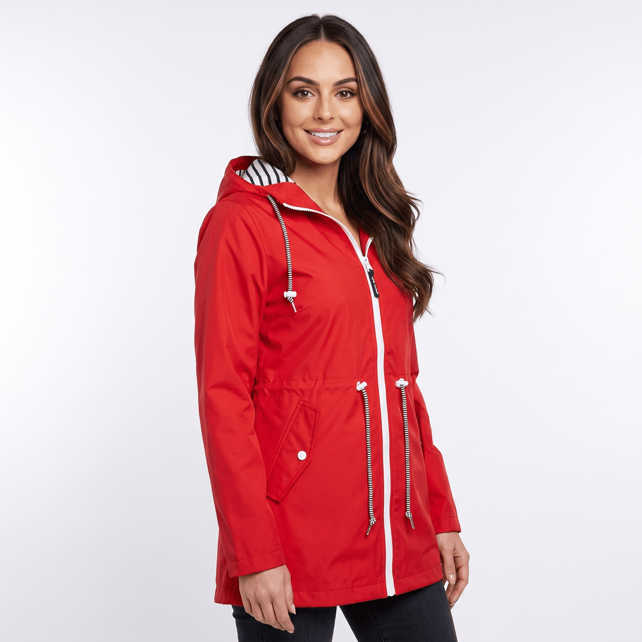 Sherlyn Hooded Rain Jacket – Drawcord Waterproof Packable Shell
