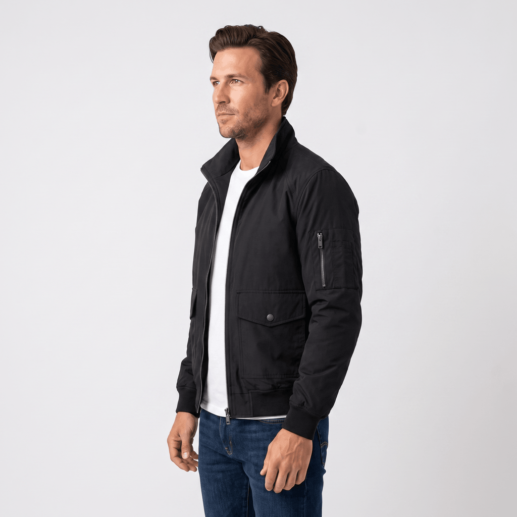 Brion Lightweight Bomber Jacket – Stand Collar Flap-Pocket Everyday Outerwear
