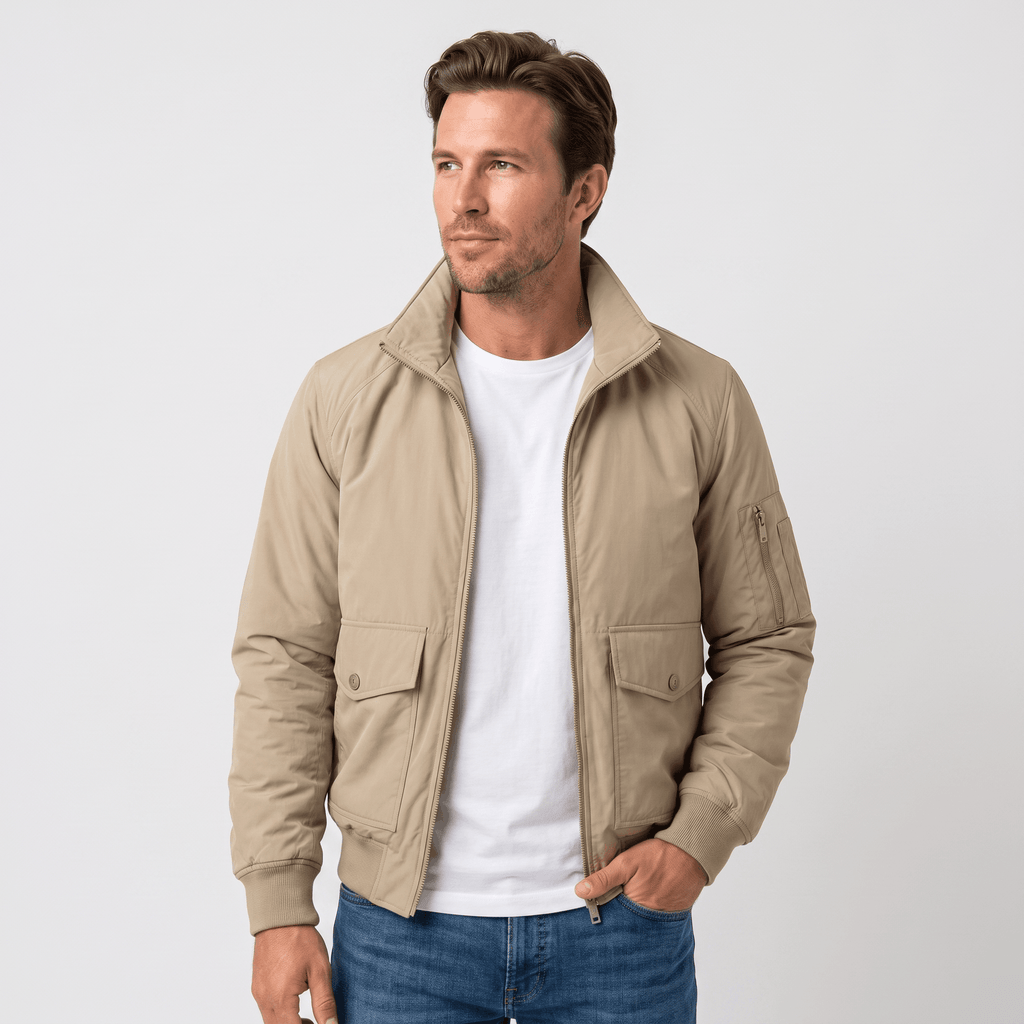 Brion Lightweight Bomber Jacket – Stand Collar Flap-Pocket Everyday Outerwear