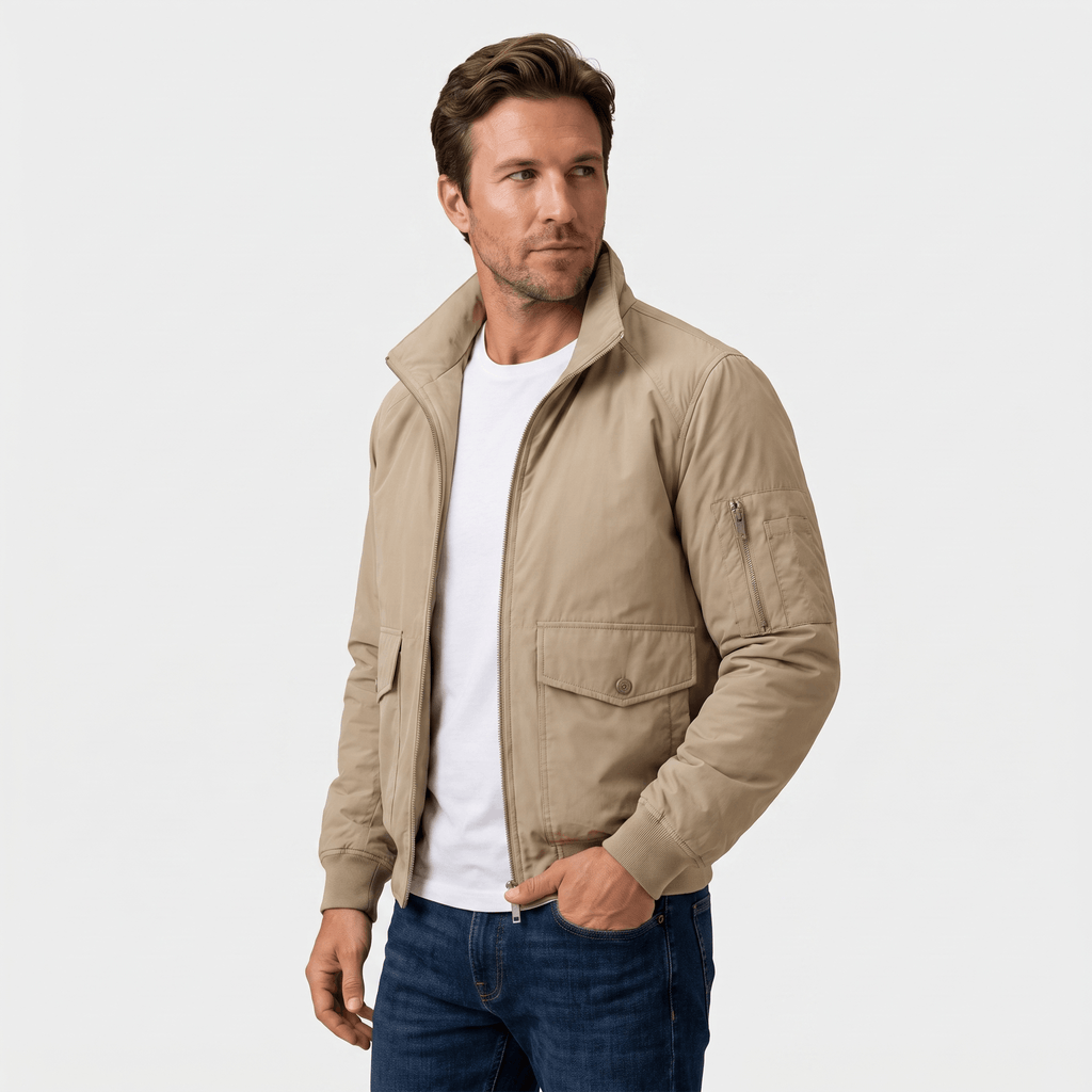 Brion Lightweight Bomber Jacket – Stand Collar Flap-Pocket Everyday Outerwear