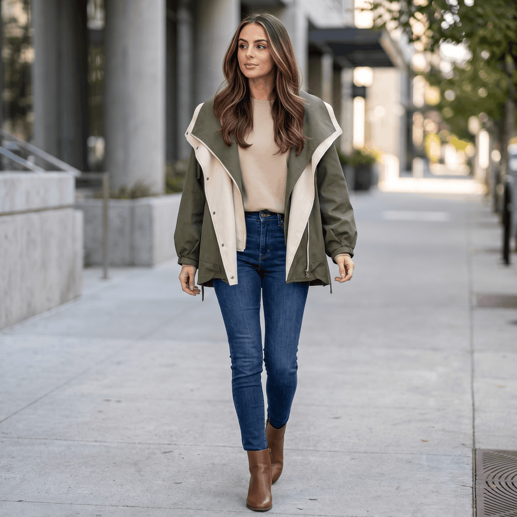 Amara Windproof Jacket – Sleek Tailored Versatile Hooded Outerwear
