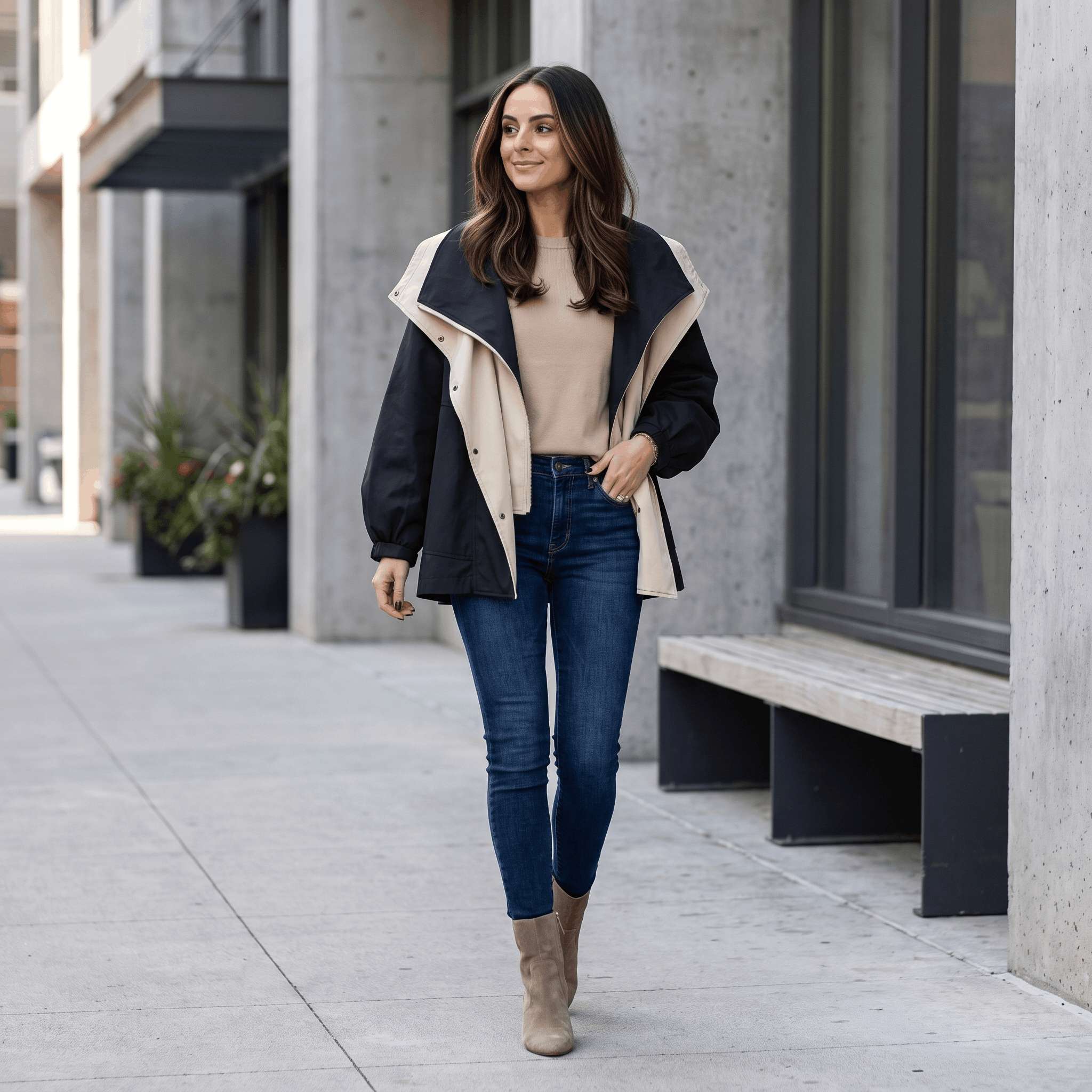Amara Windproof Jacket – Sleek Tailored Versatile Hooded Outerwear