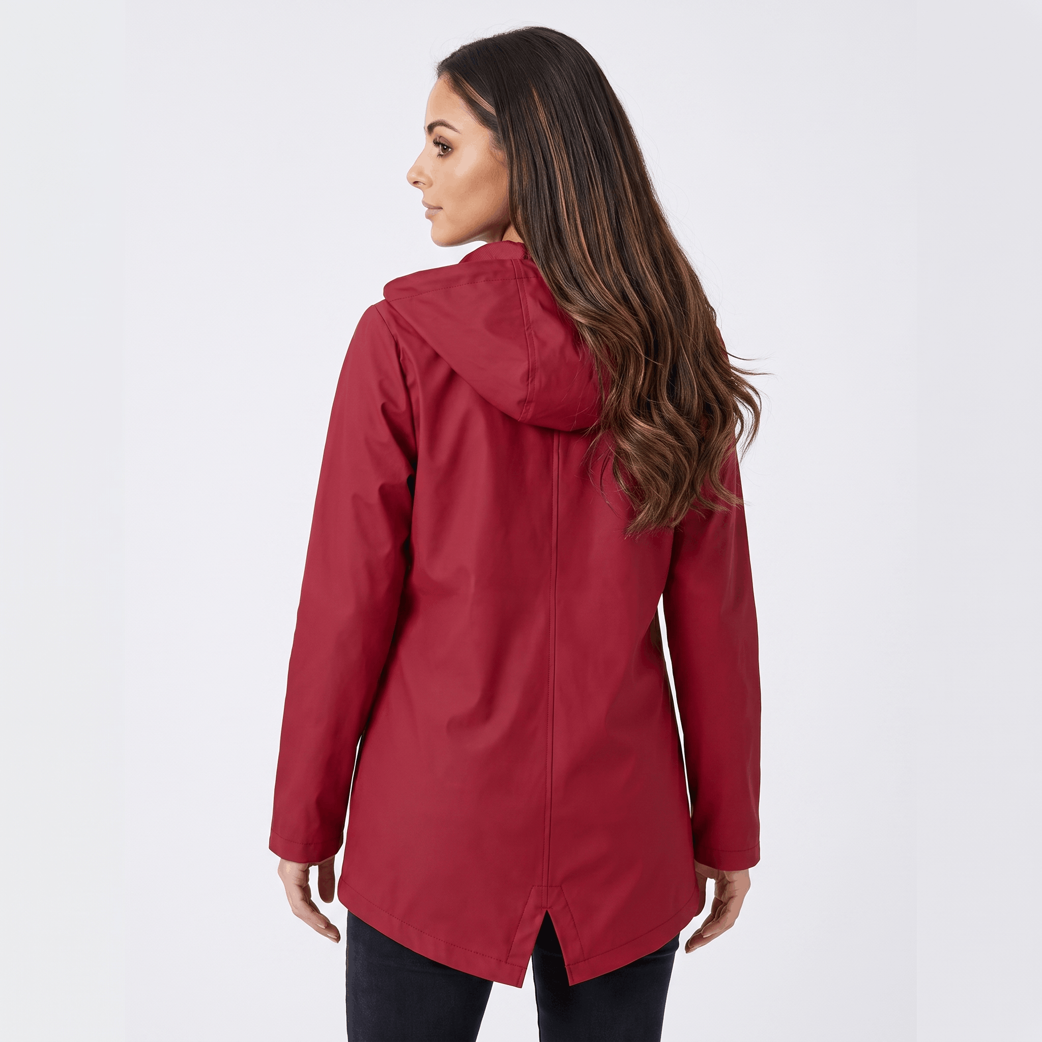 Rowanda Hooded Rain Jacket – Drawcord Zip-Front Everyday Outerwear