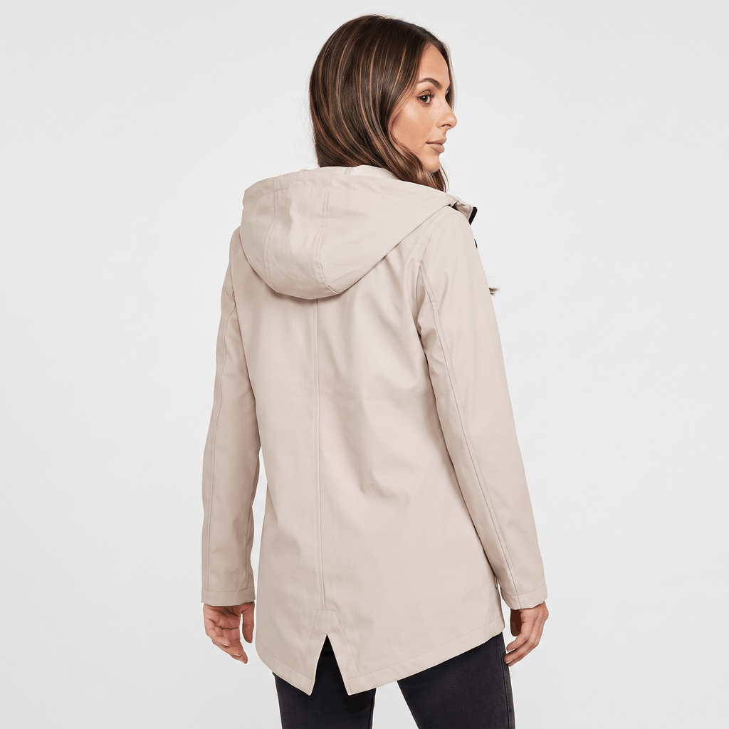 Rowanda Hooded Rain Jacket – Drawcord Zip-Front Everyday Outerwear