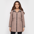 Katrina Hooded Longline Coat – Zip-Up Tie-Waist Water-Resistant Outerwear