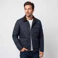 Victor Diamond-Quilted Jacket – Corduroy-Collar Zip-Up Insulated Outerwear