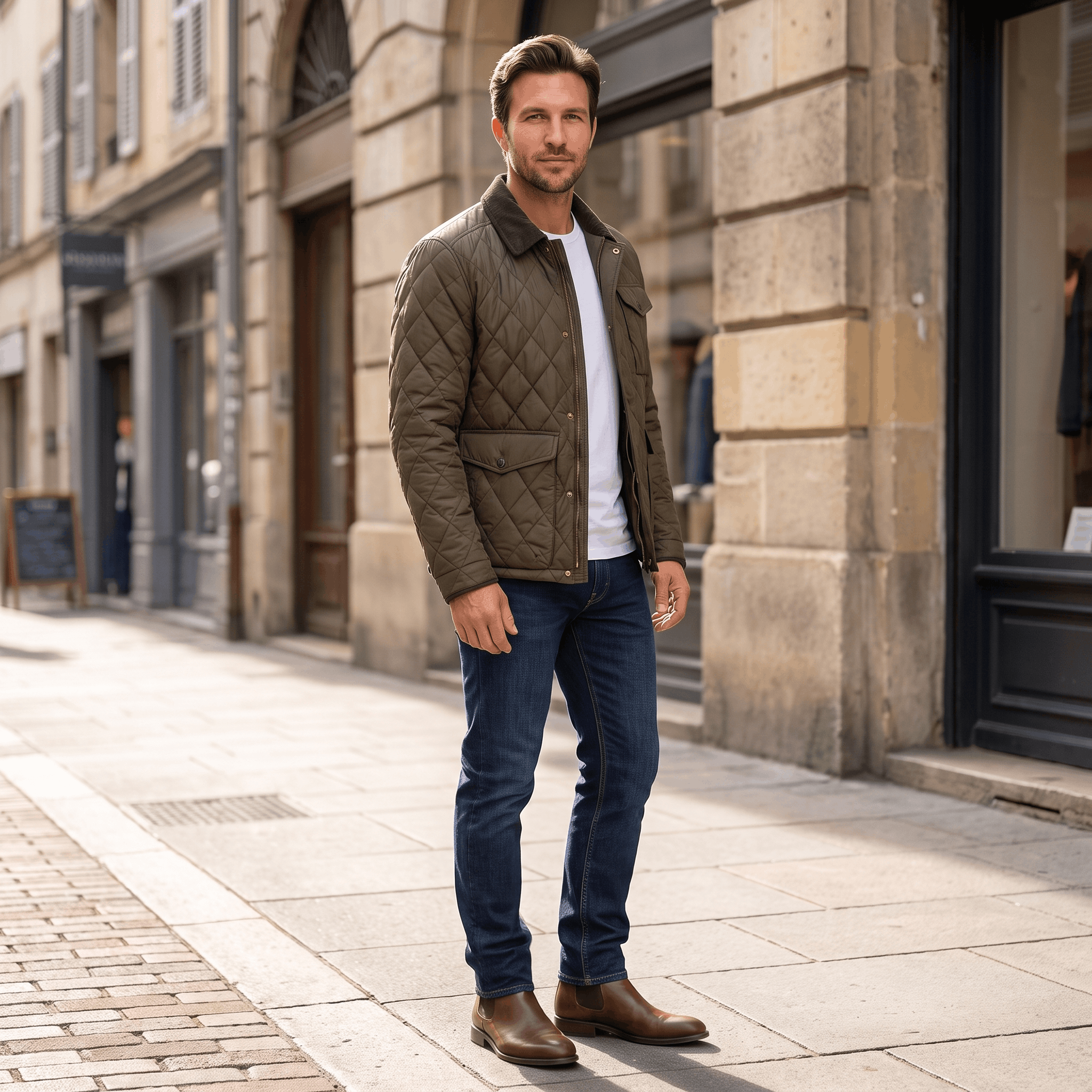 Victor Diamond-Quilted Jacket – Corduroy-Collar Zip-Up Insulated Outerwear