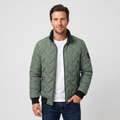 Cyrus Chevron-Quilted Bomber Jacket – Stand-Collar Zip-Up Insulated Outerwear