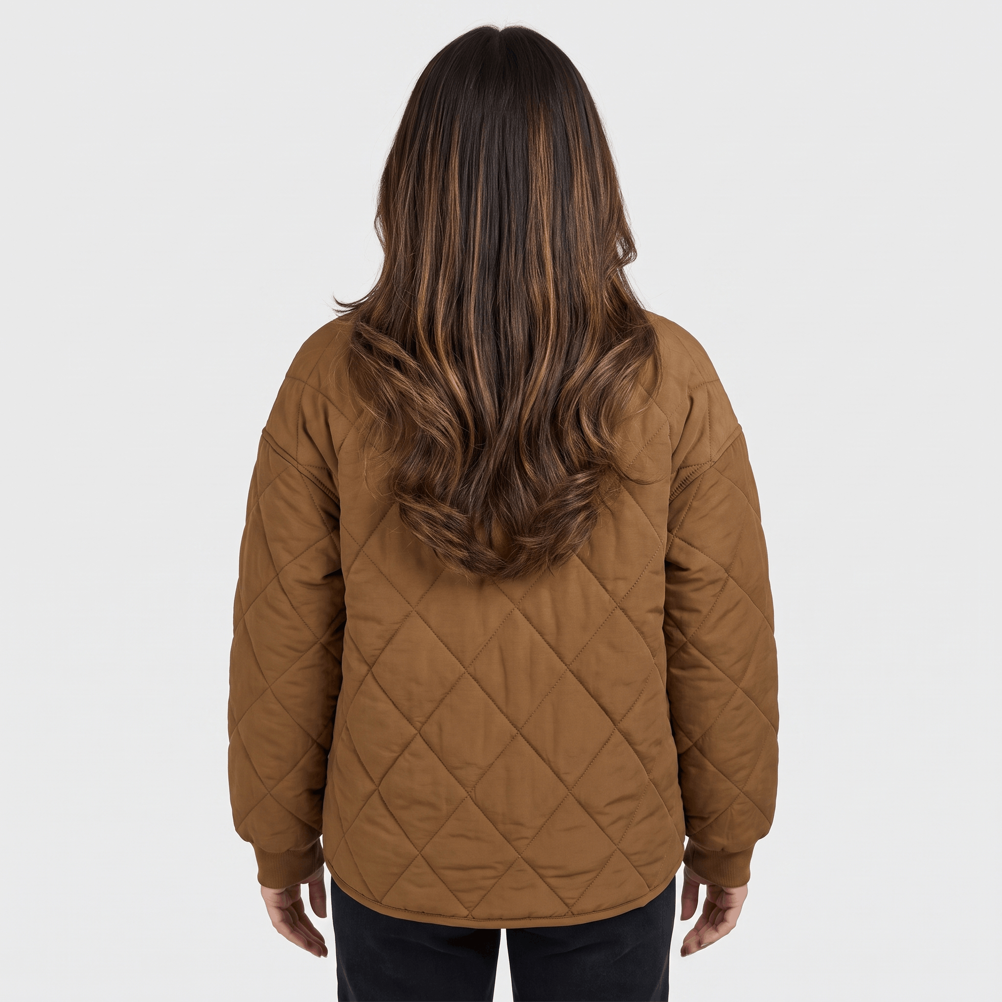 Valeria Diamond-Quilted Bomber Jacket – Button-Up Lightly-Padded Relaxed Outerwear