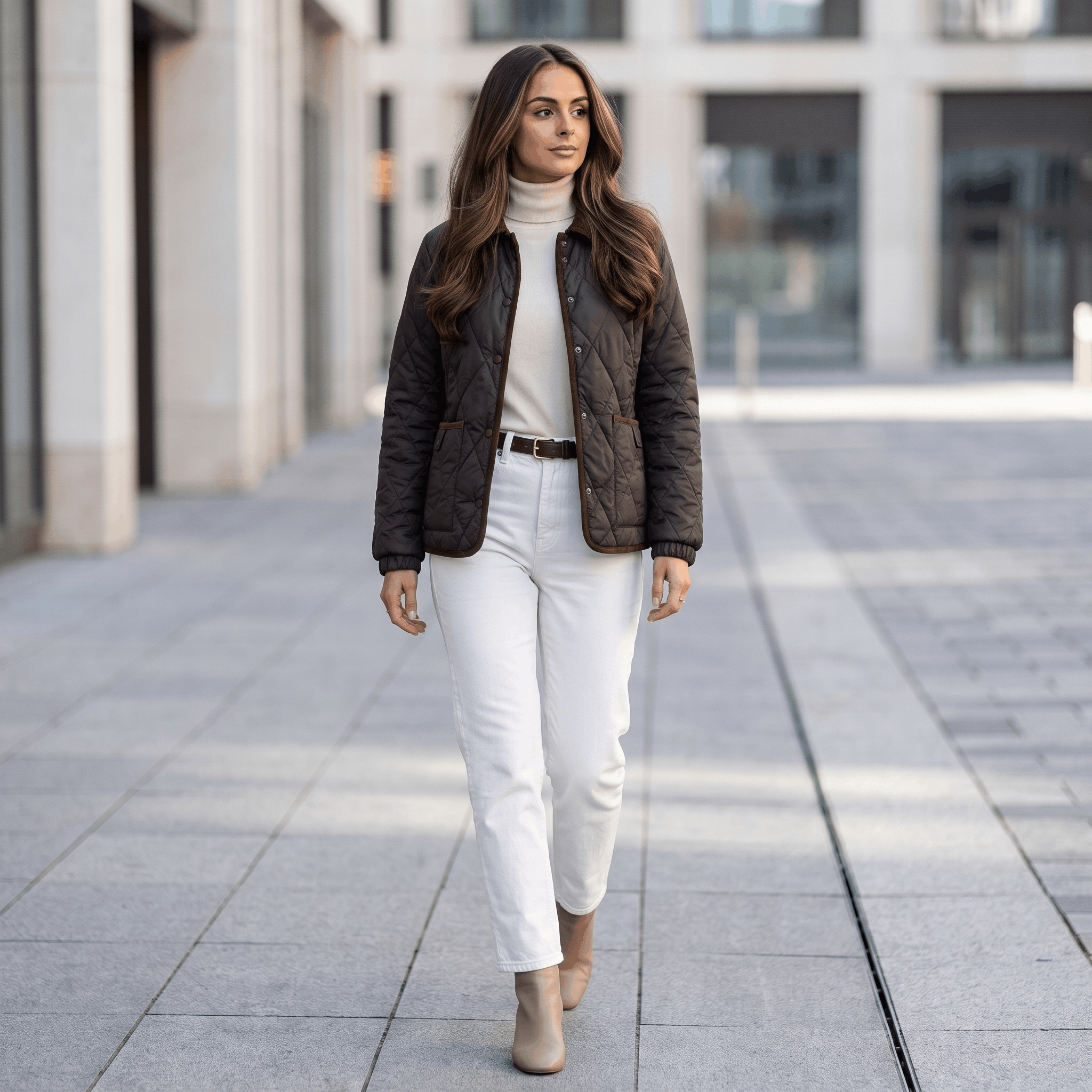 Valeria Diamond-Quilted Bomber Jacket – Button-Up Lightly-Padded Relaxed Outerwear
