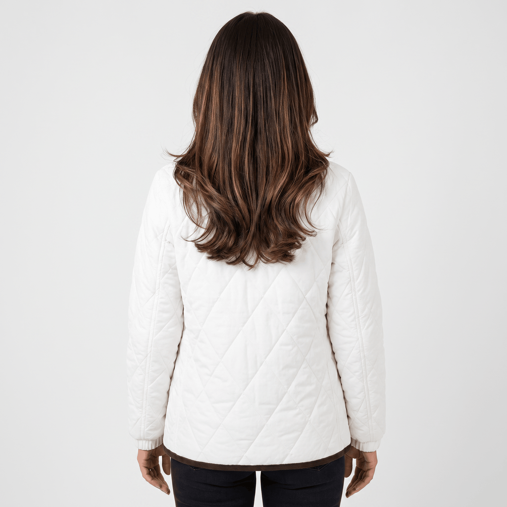 Sarah Diamond-Quilted Puffer Jacket – Corduroy-Collar Insulated Everyday Outerwear