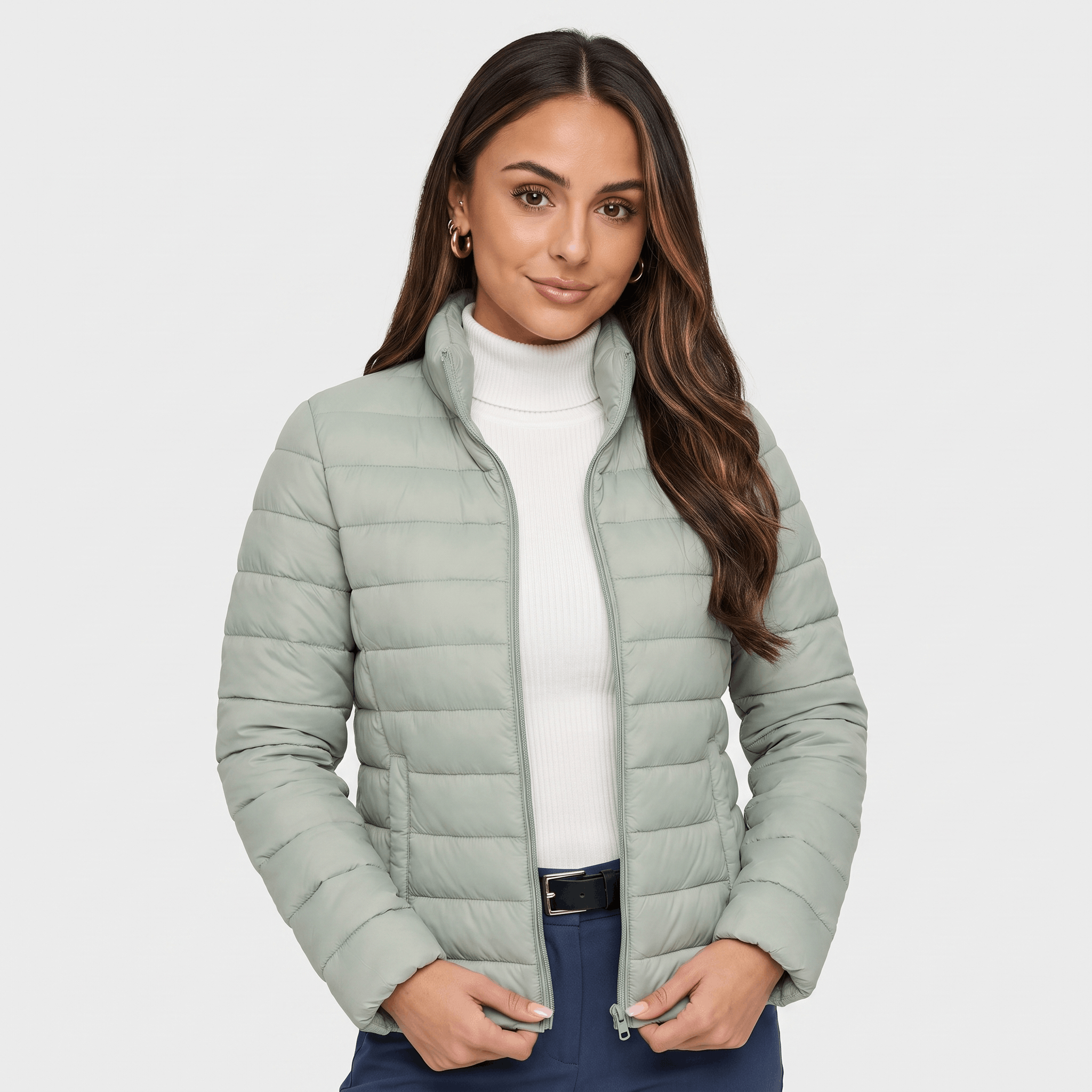 Leila Quilted Spring Jacket – Tailored Stand-Collar Windproof Layering Outerwear