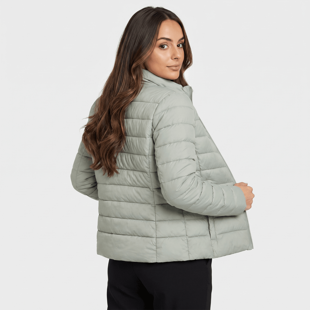 Leila Quilted Spring Jacket – Tailored Stand-Collar Windproof Layering Outerwear