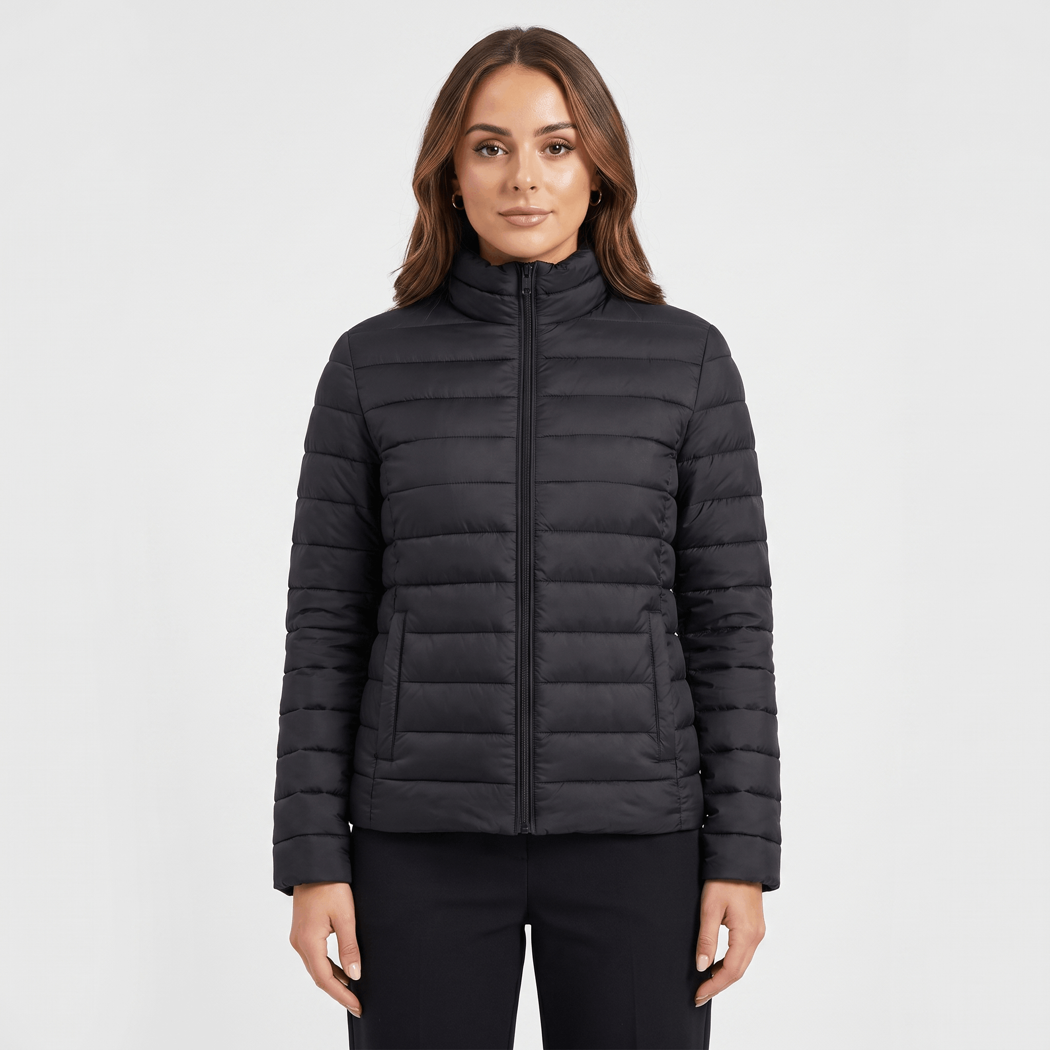 Leila Quilted Spring Jacket – Tailored Stand-Collar Windproof Layering Outerwear