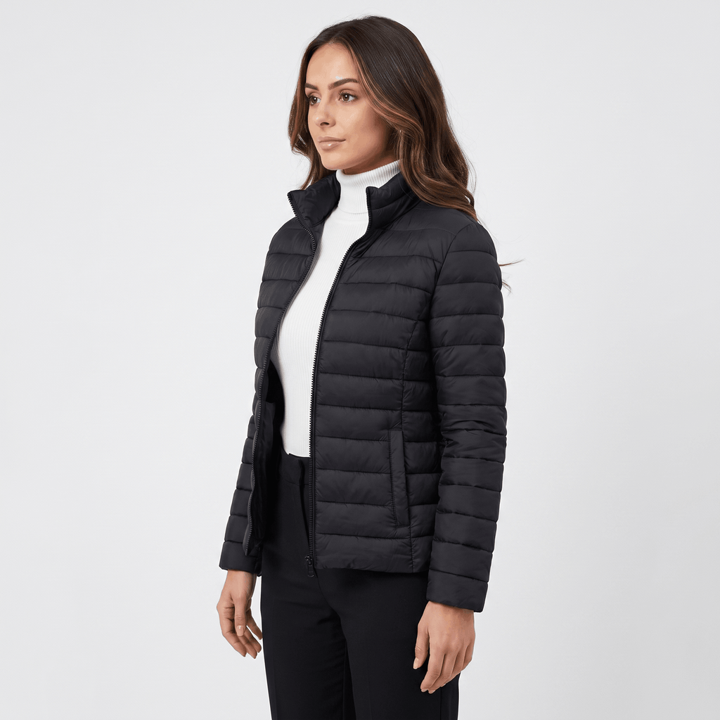 Leila Quilted Spring Jacket – Tailored Stand-Collar Windproof Layering Outerwear